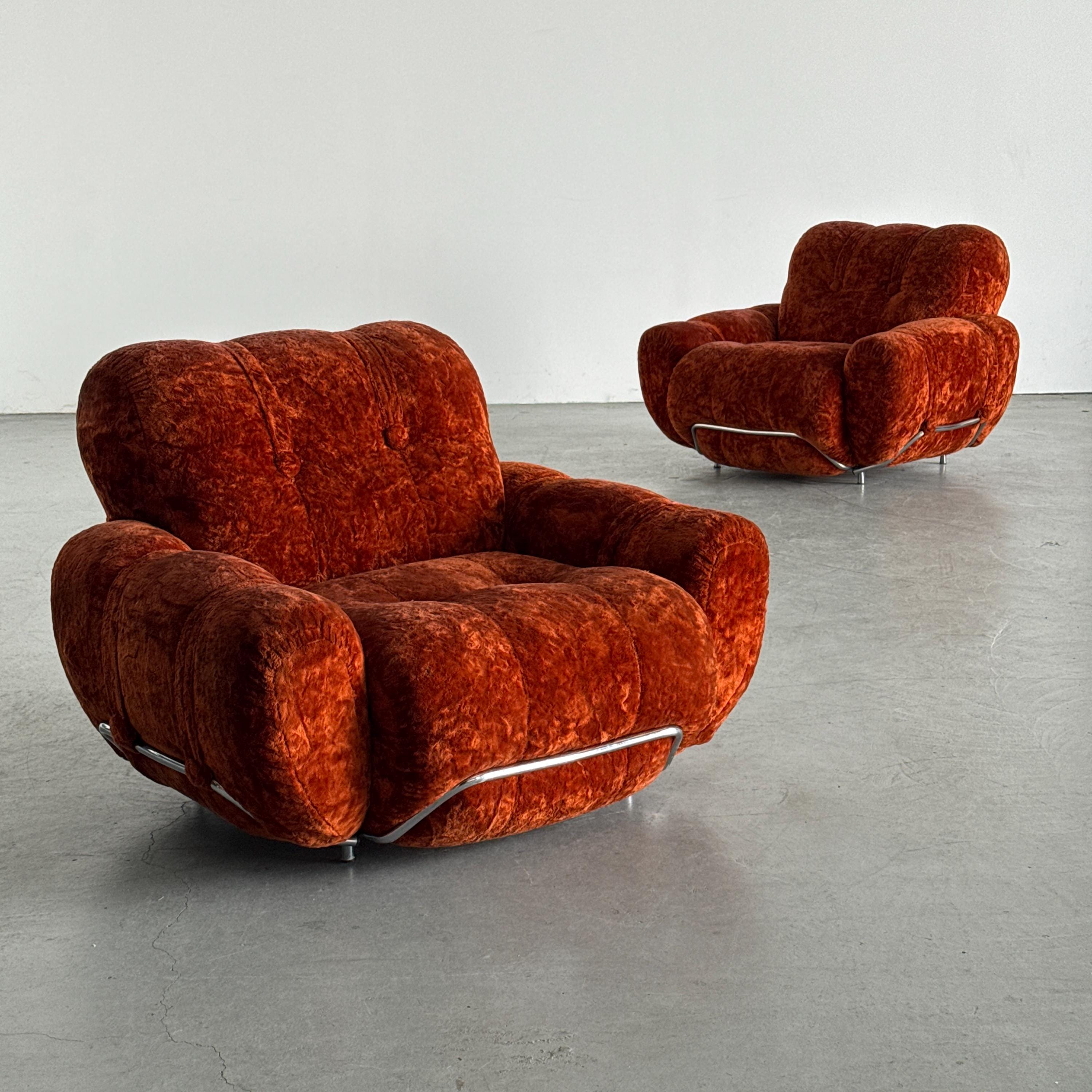 Space Age Rust-Orange Cloud Lounge Chairs