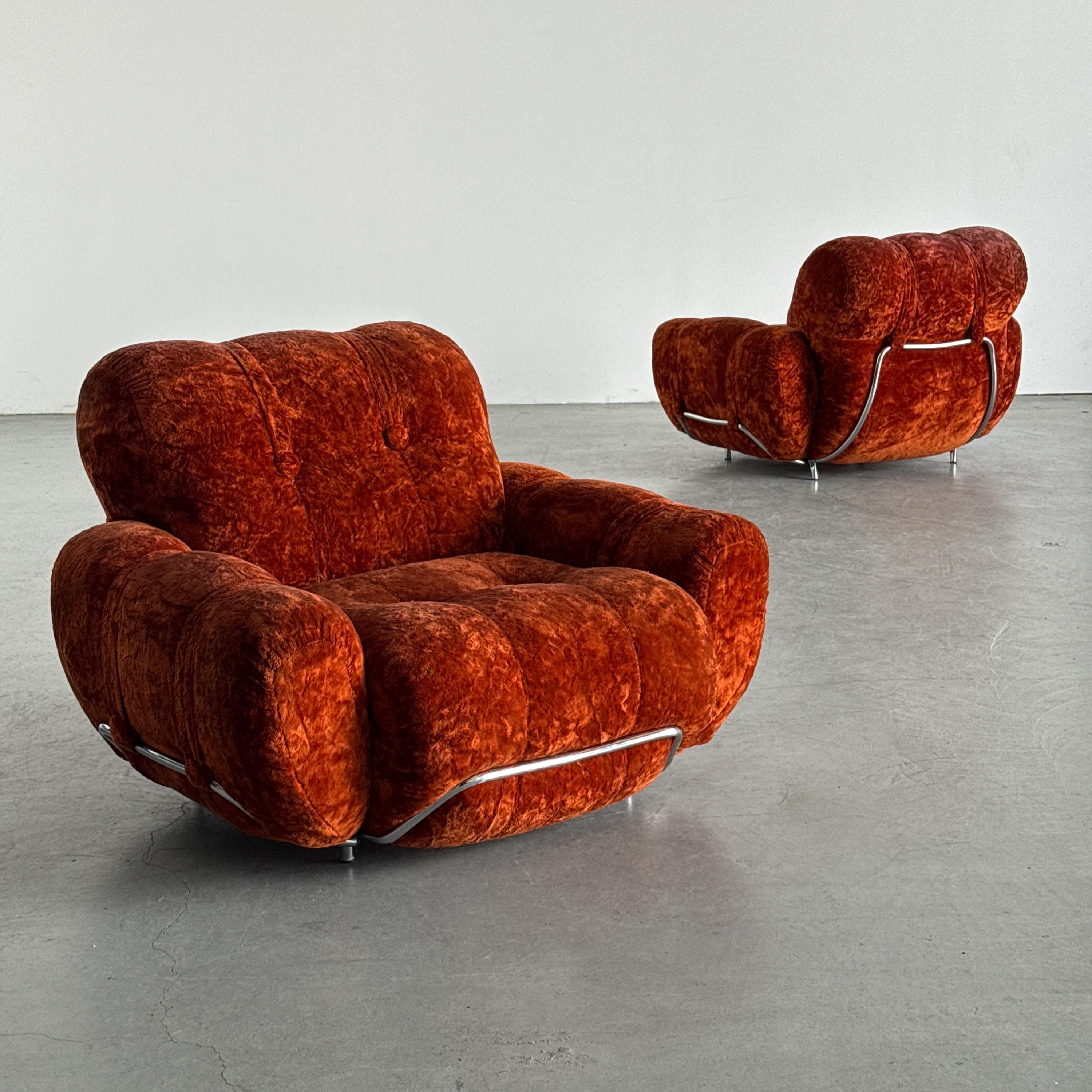 Space Age Rust-Orange Cloud Lounge Chairs