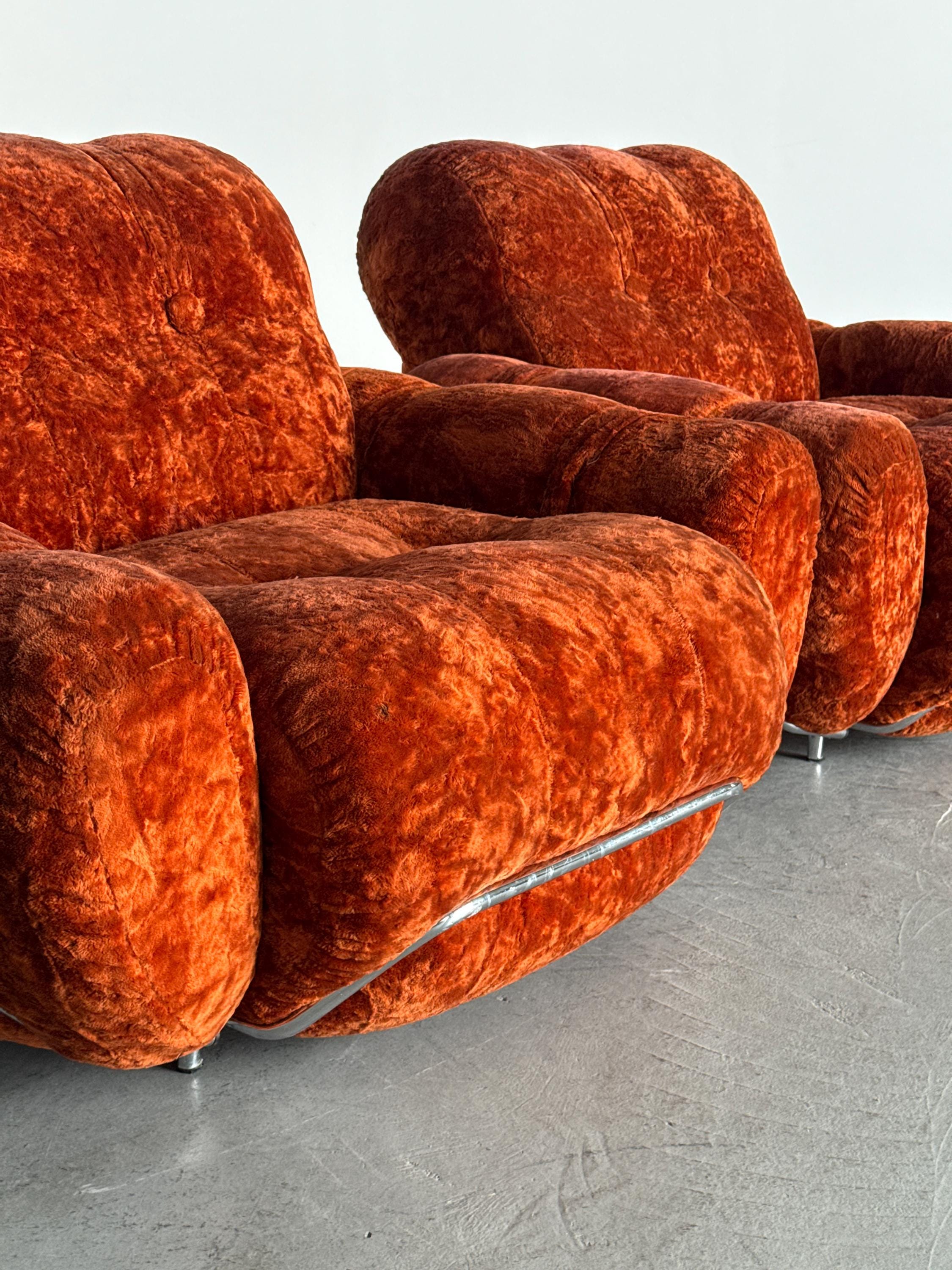 Space Age Rust-Orange Cloud Lounge Chairs
