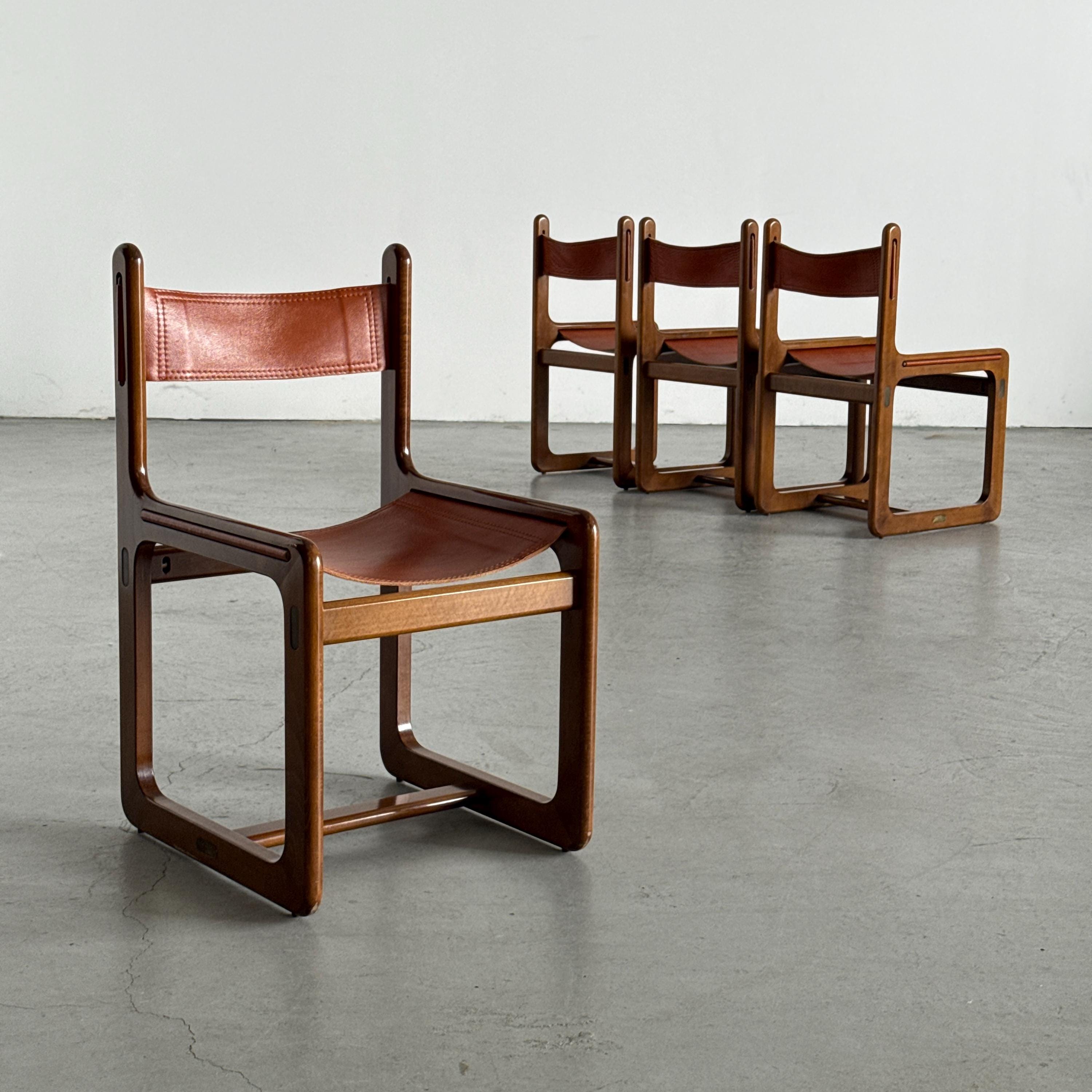 Leather Chairs Attributed to Gigi Radice & Pierangelo Gallotti