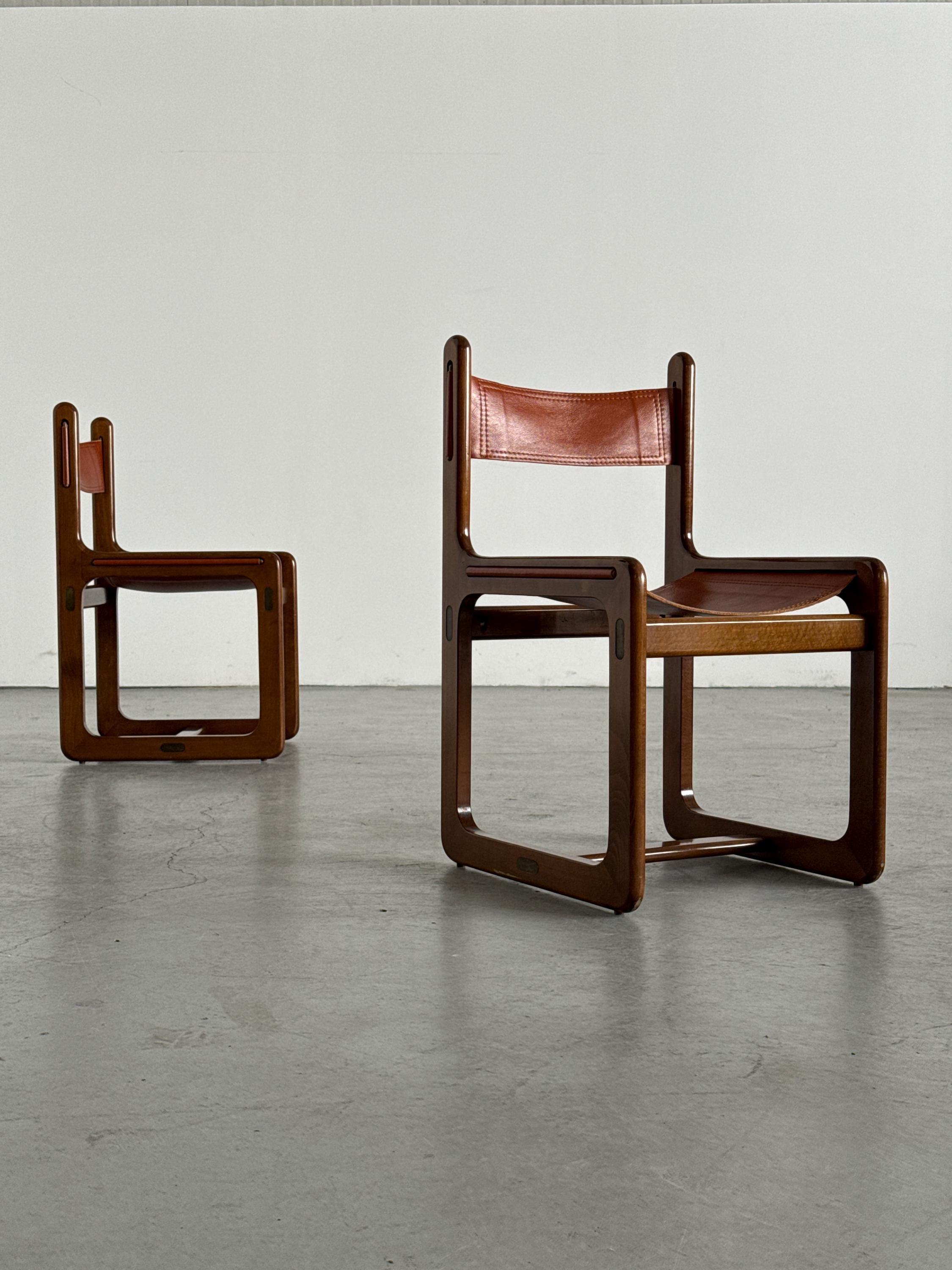 Leather Chairs Attributed to Gigi Radice & Pierangelo Gallotti