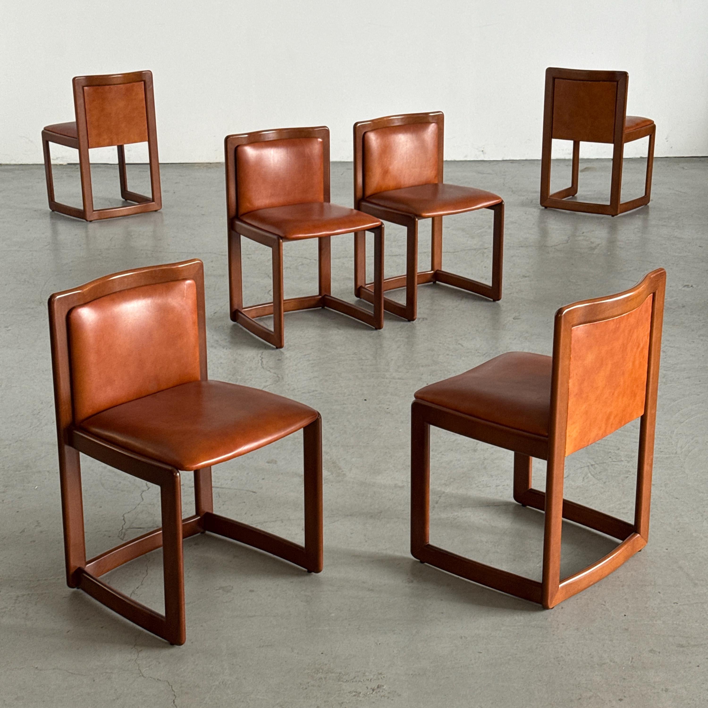 Modern Sculptural Leather Dining Chairs
