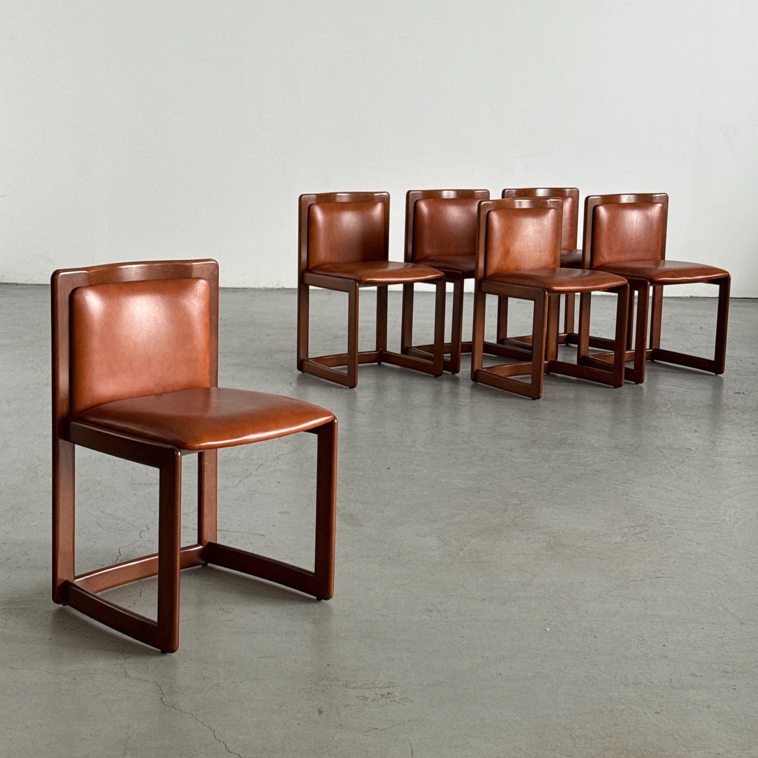 Modern Sculptural Leather Dining Chairs