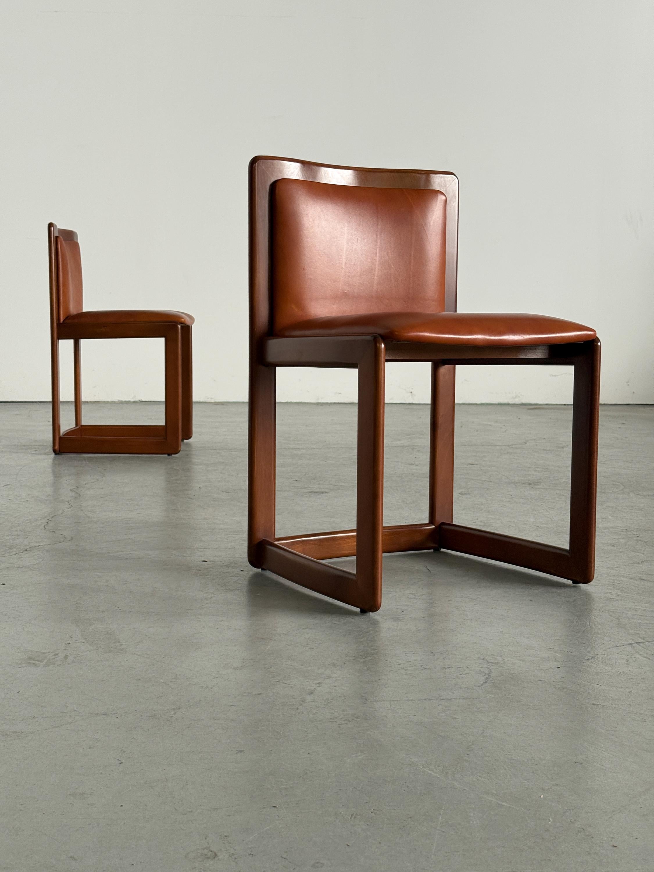 Modern Sculptural Leather Dining Chairs