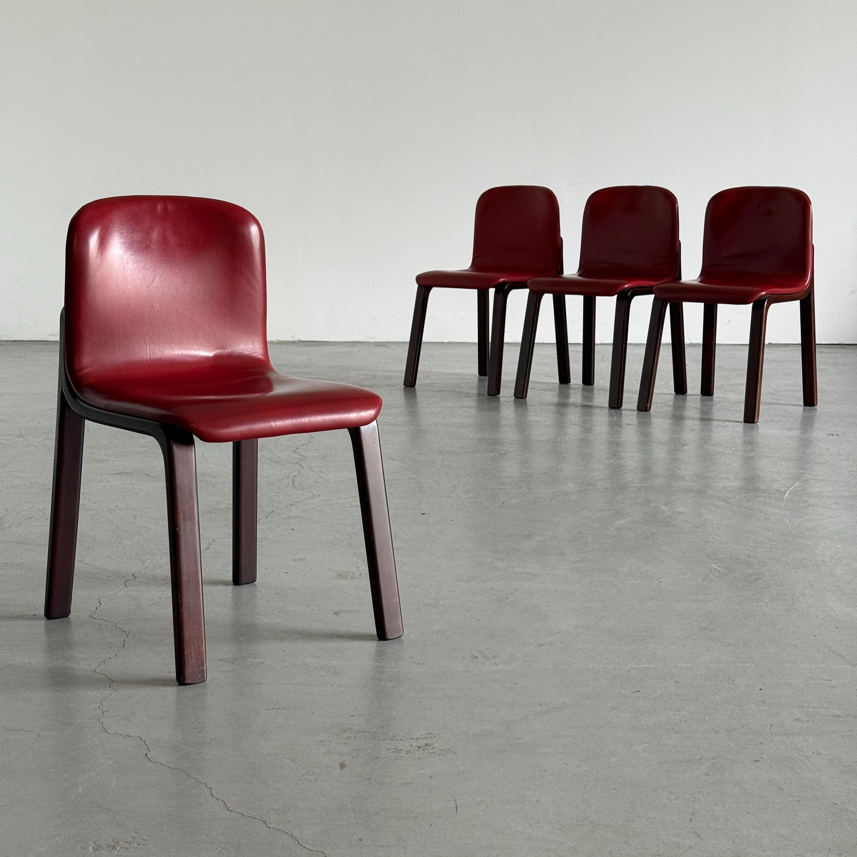 Italian Oxblood Leather Dining Chairs