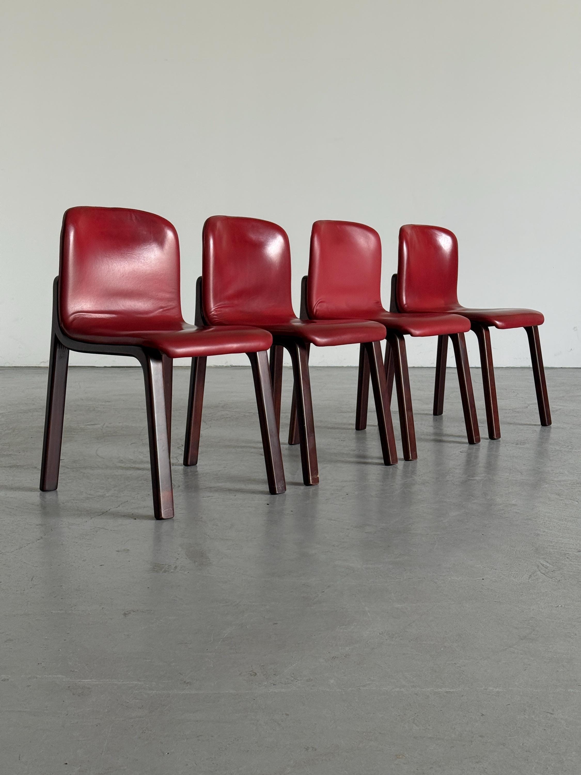 Italian Oxblood Leather Dining Chairs