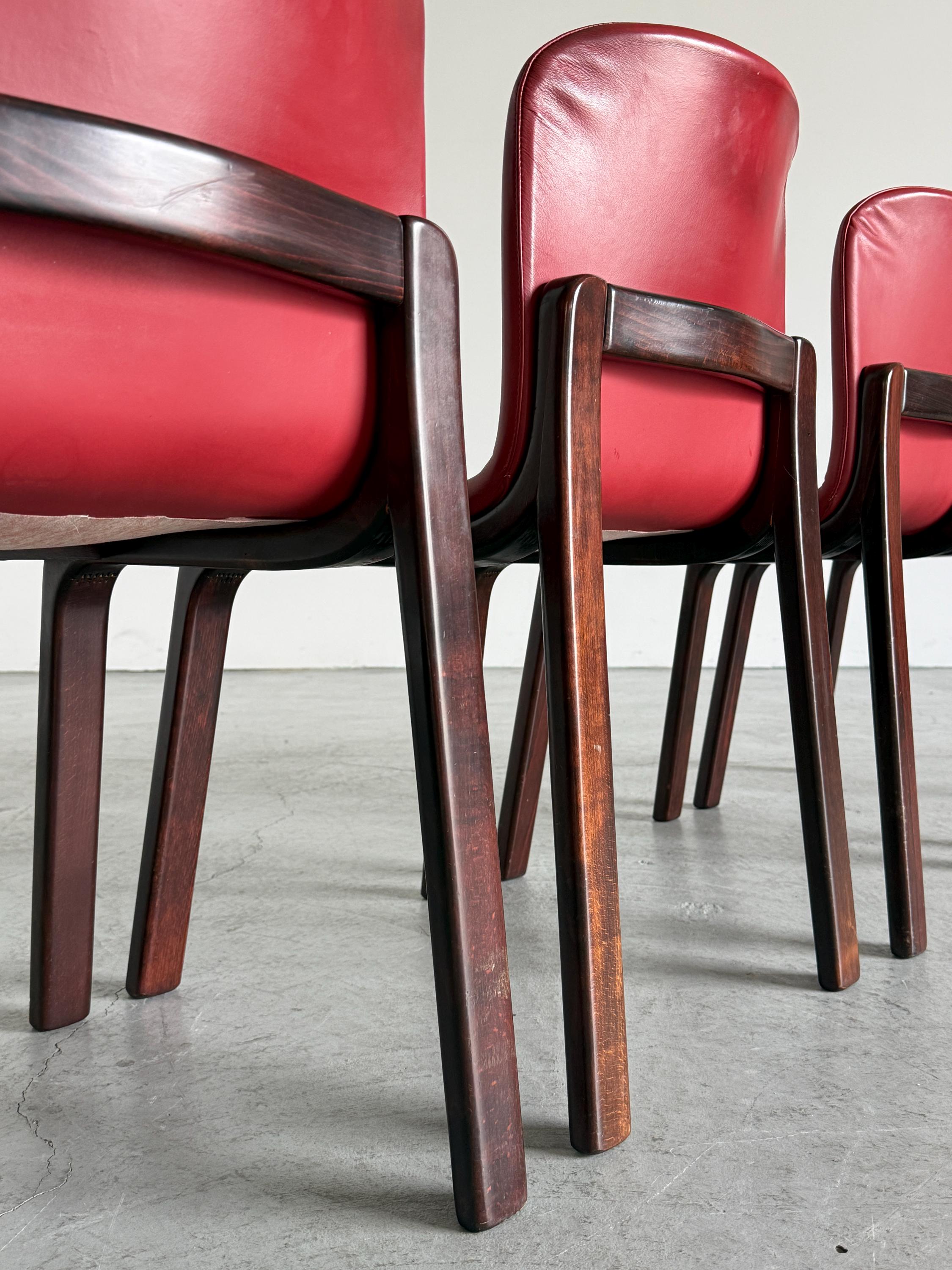 Italian Oxblood Leather Dining Chairs