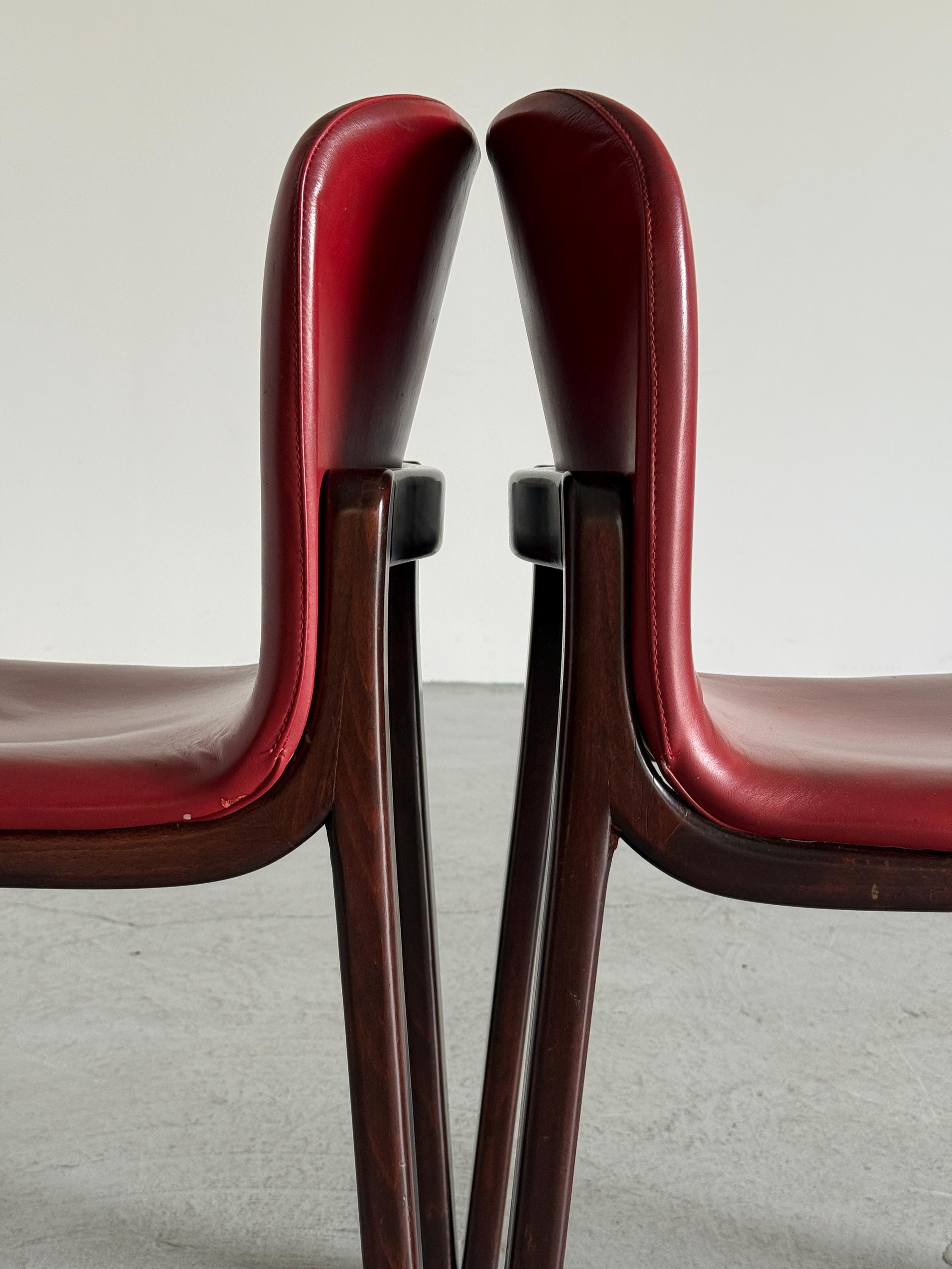 Italian Oxblood Leather Dining Chairs