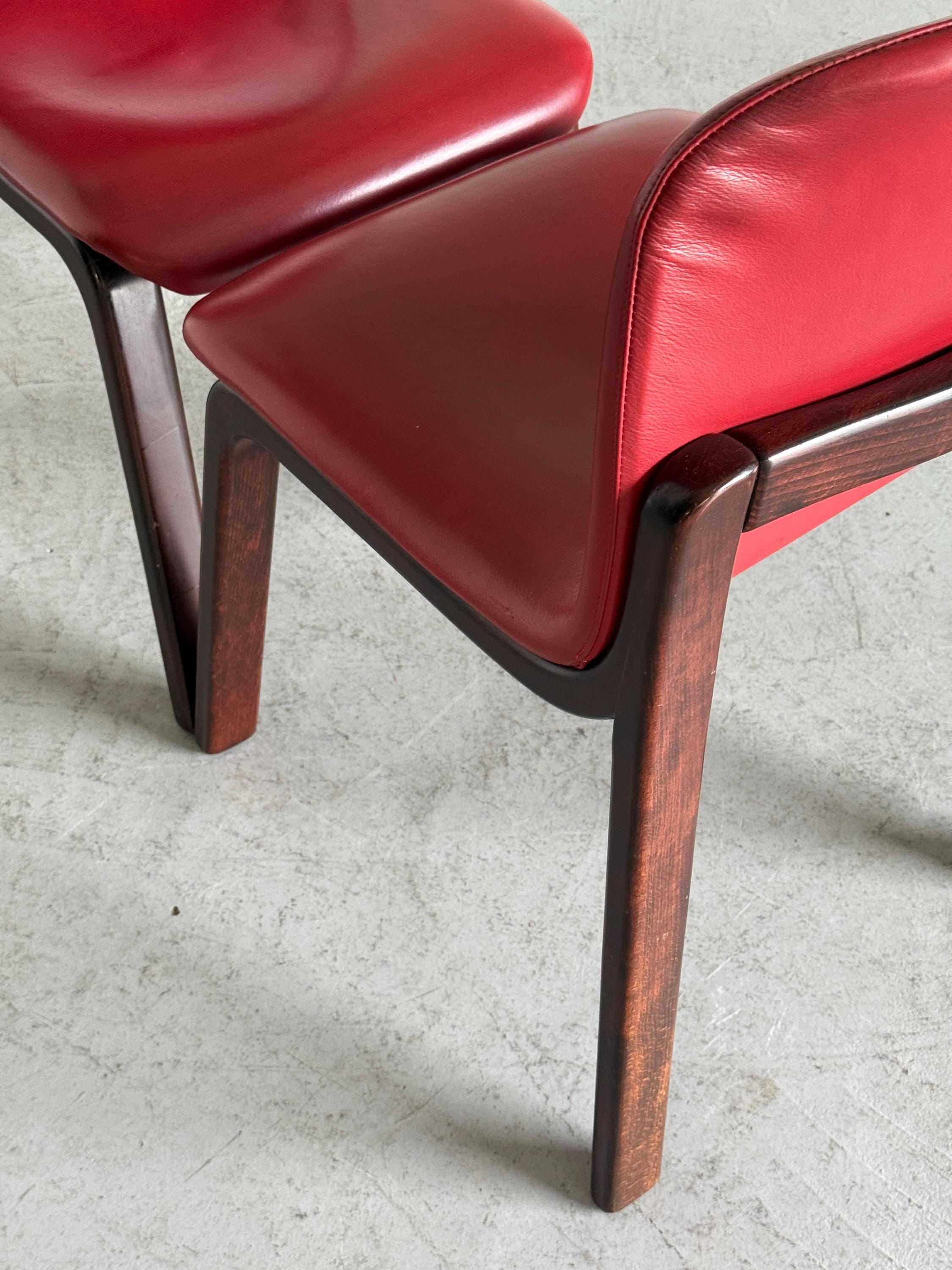 Italian Oxblood Leather Dining Chairs
