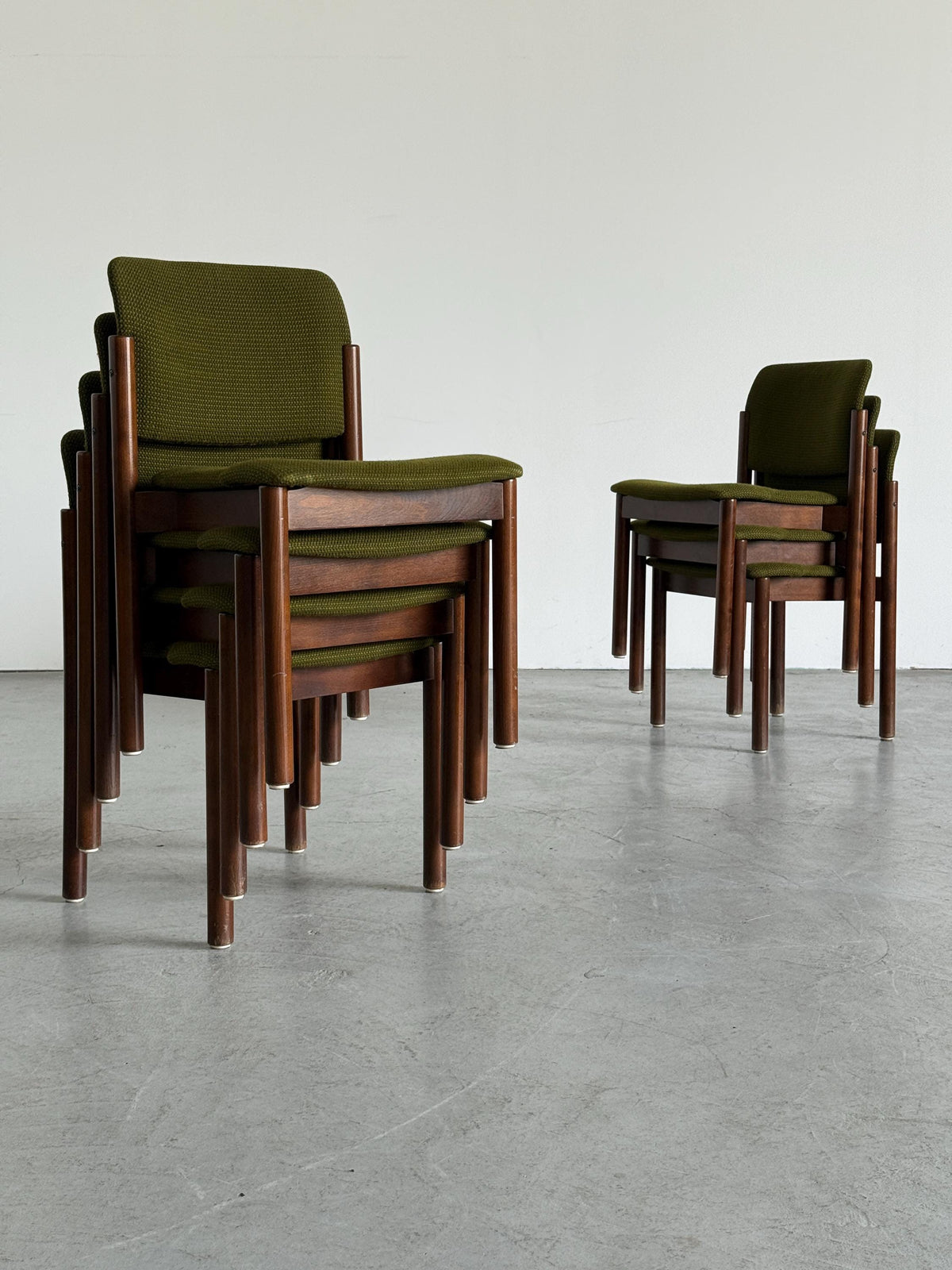 Olive Green Upholstered Stacking Chairs