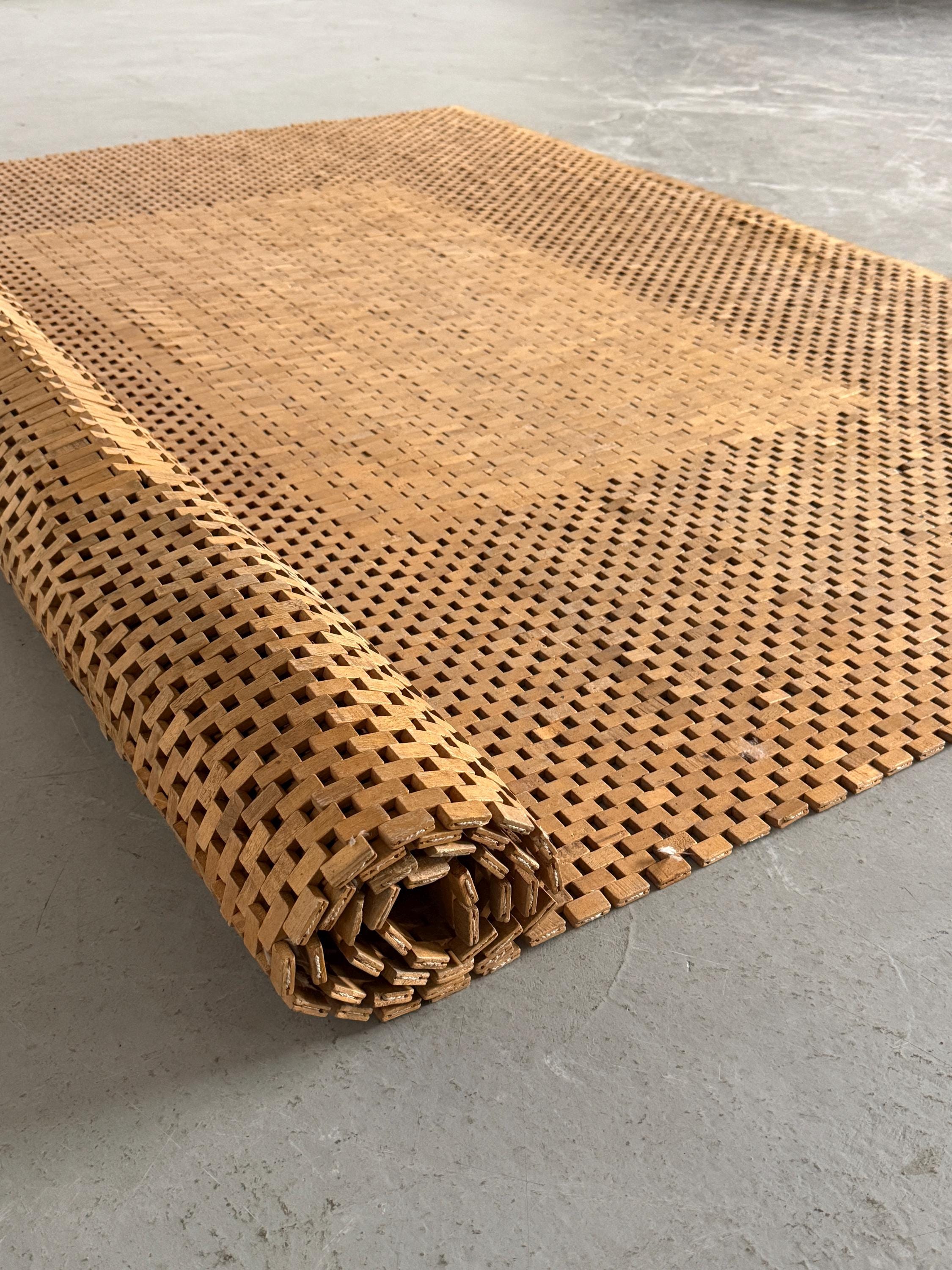Geometric Woven Wooden Rug