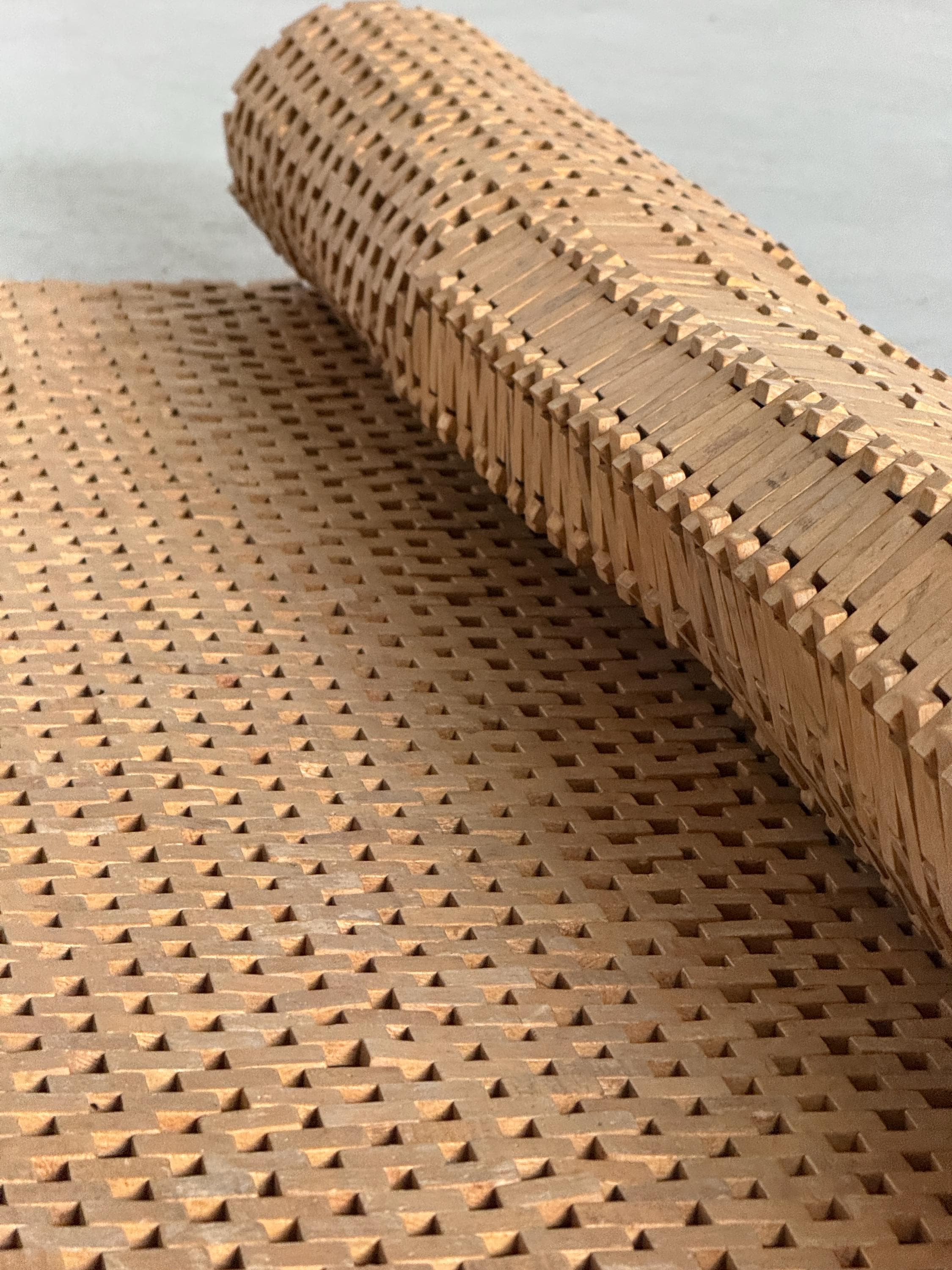 Geometric Woven Wooden Rug