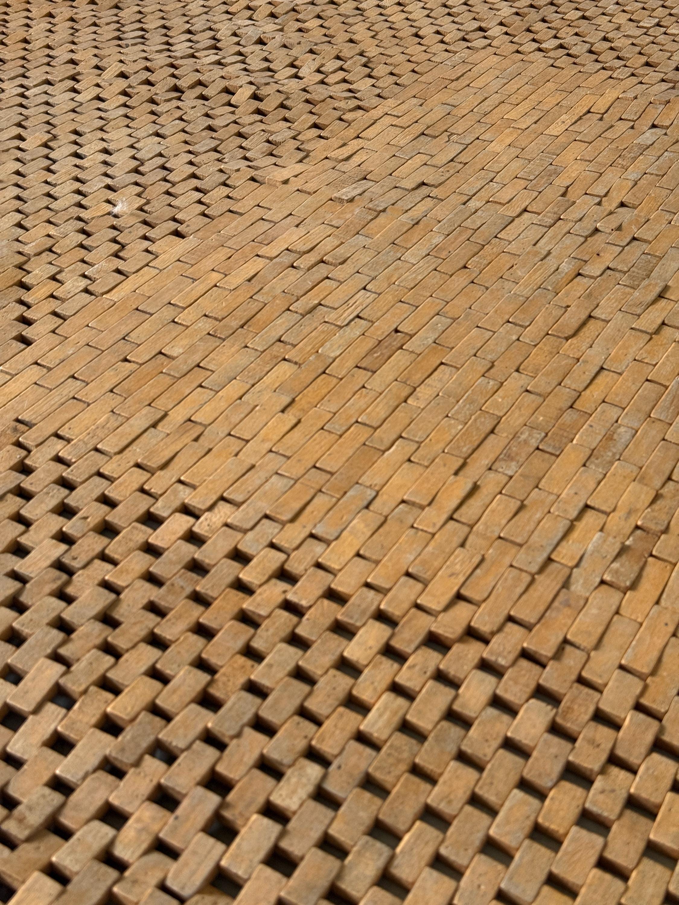 Geometric Woven Wooden Rug