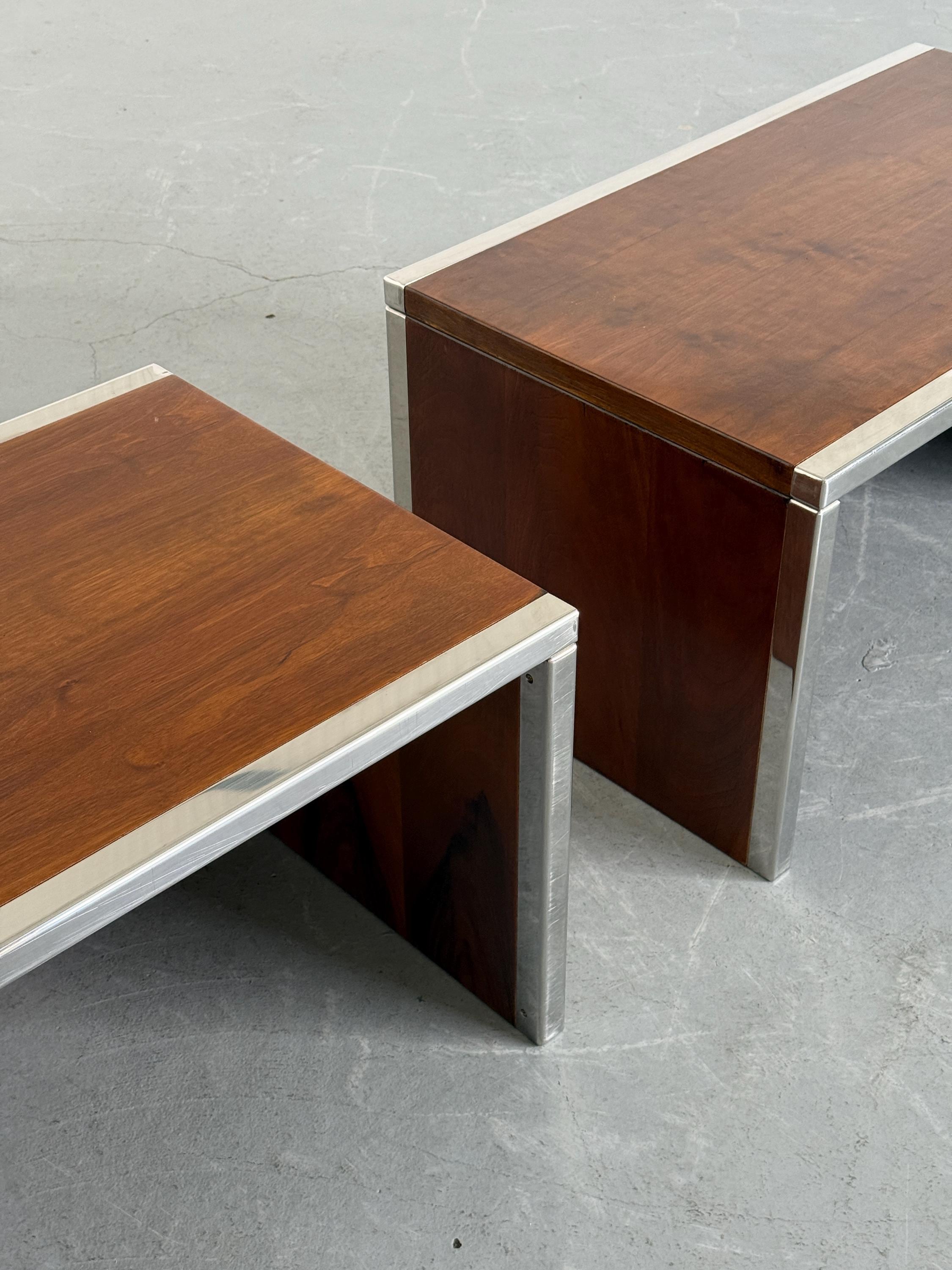 Wood and Chrome Side Tables or Bedside Tables