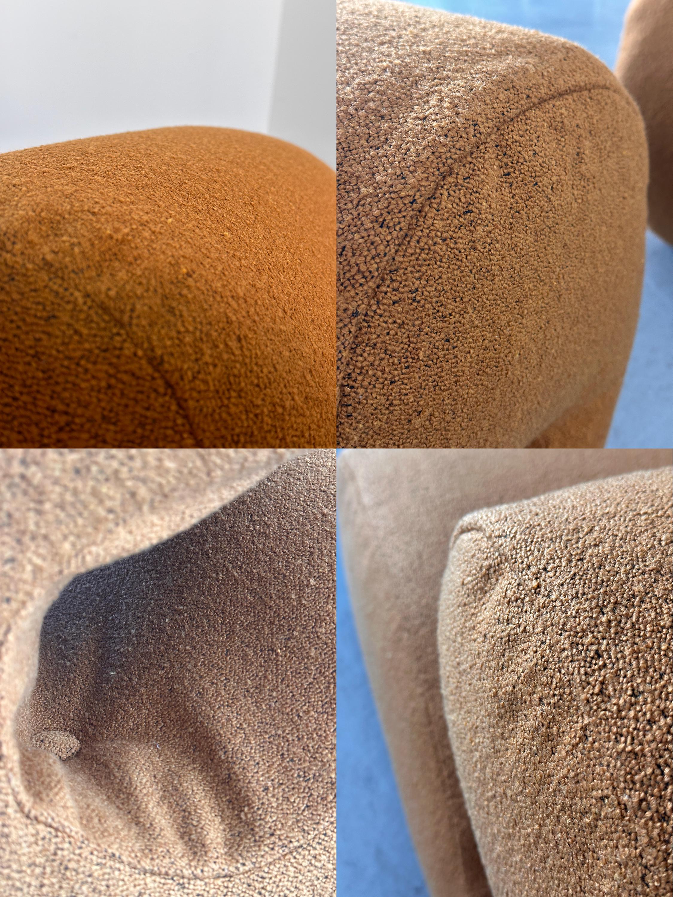 Sculptural Lounge Chairs in Ochre Bouclé