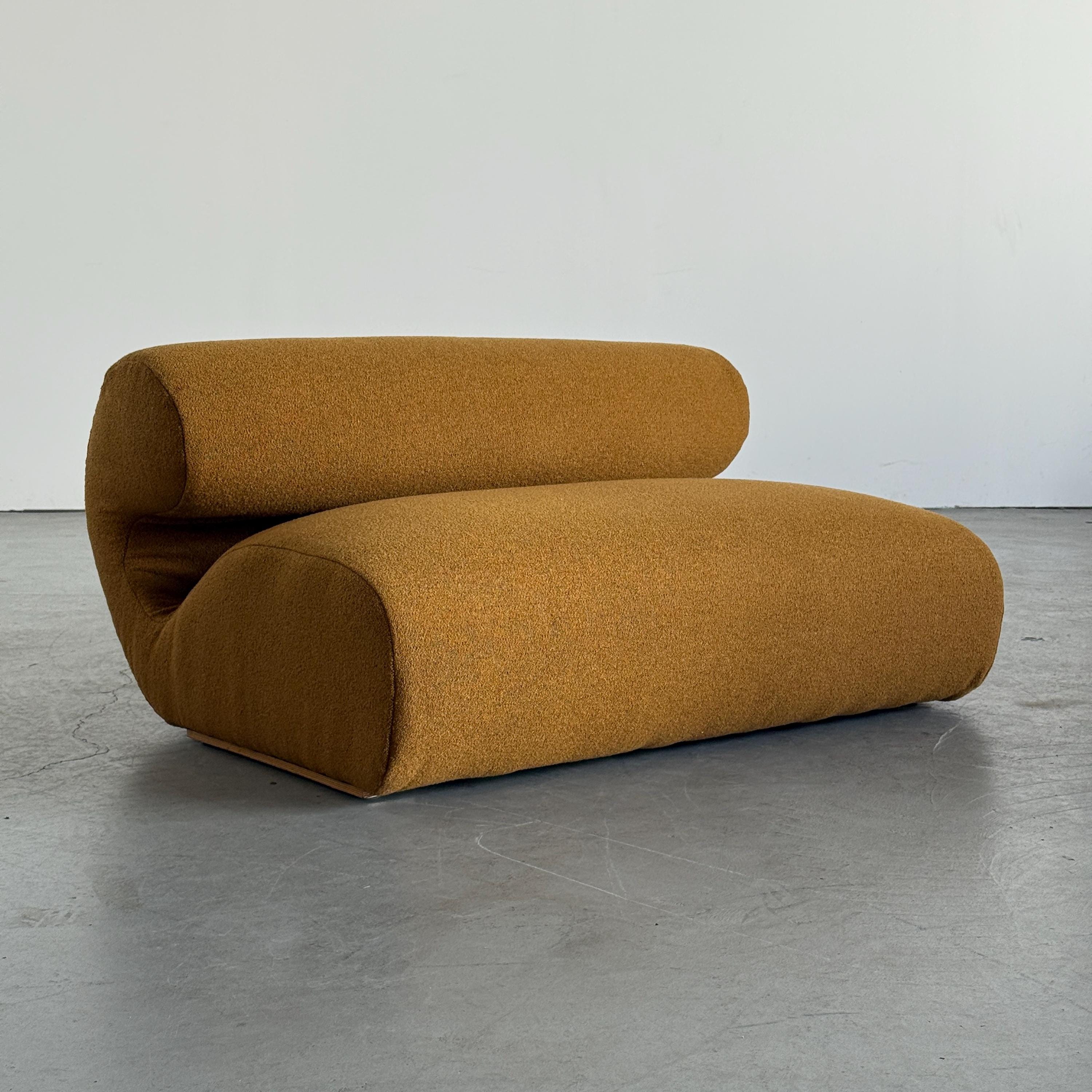 Sculptural Sofa in Ochre Bouclé