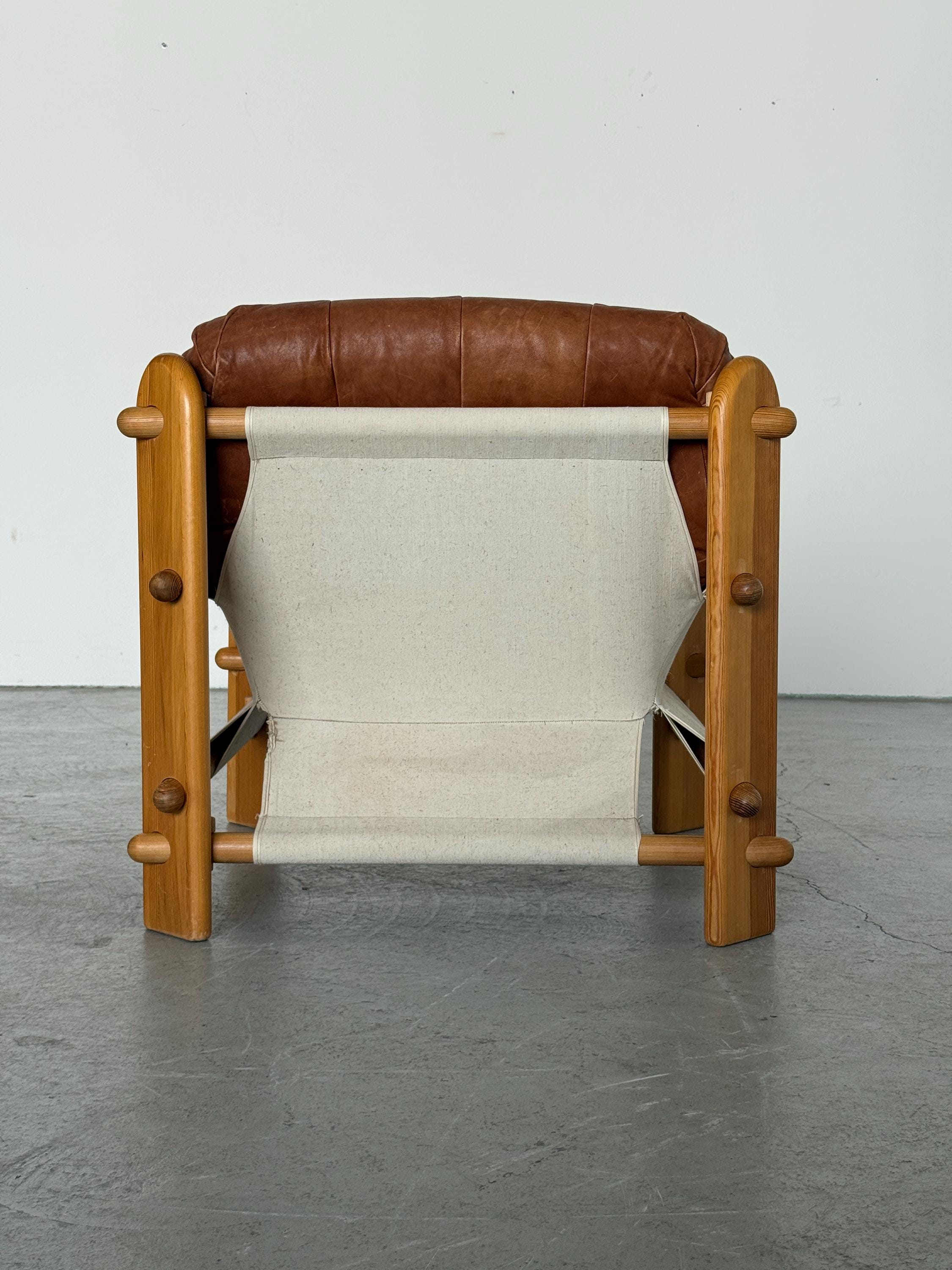 Brutalist Pine Sling Lounge Chair