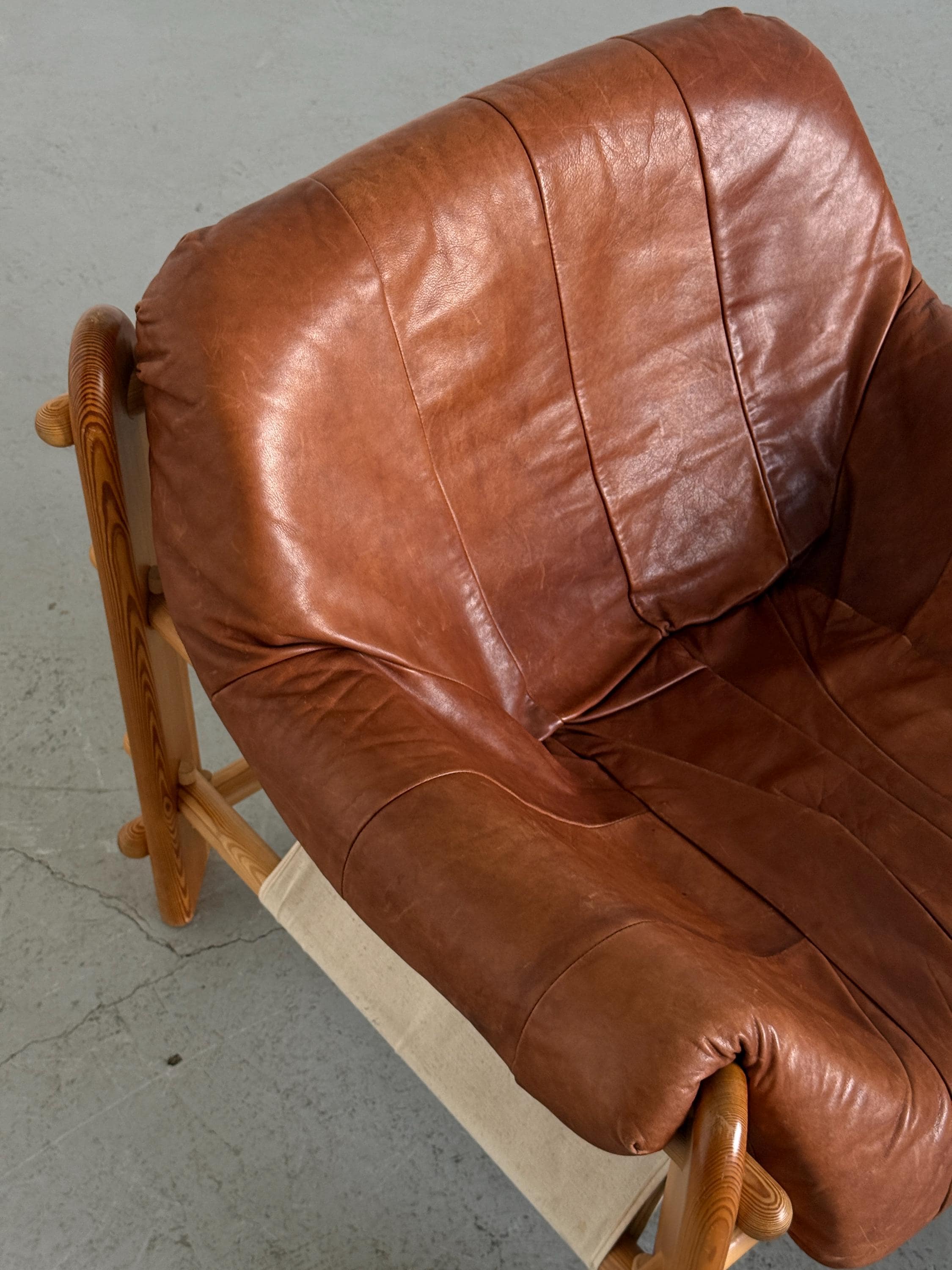 Brutalist Pine Sling Lounge Chair