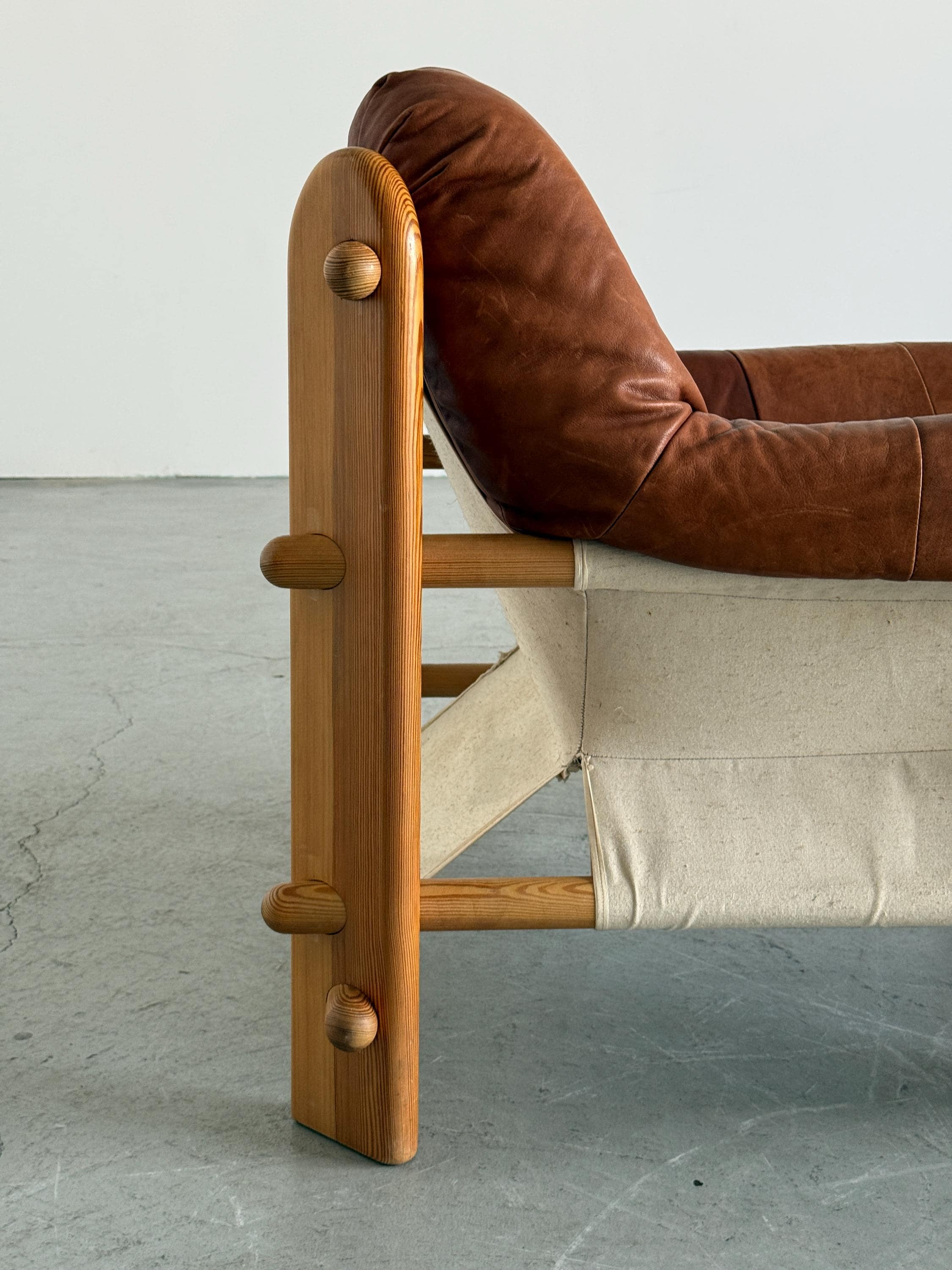 Brutalist Pine Sling Lounge Chair