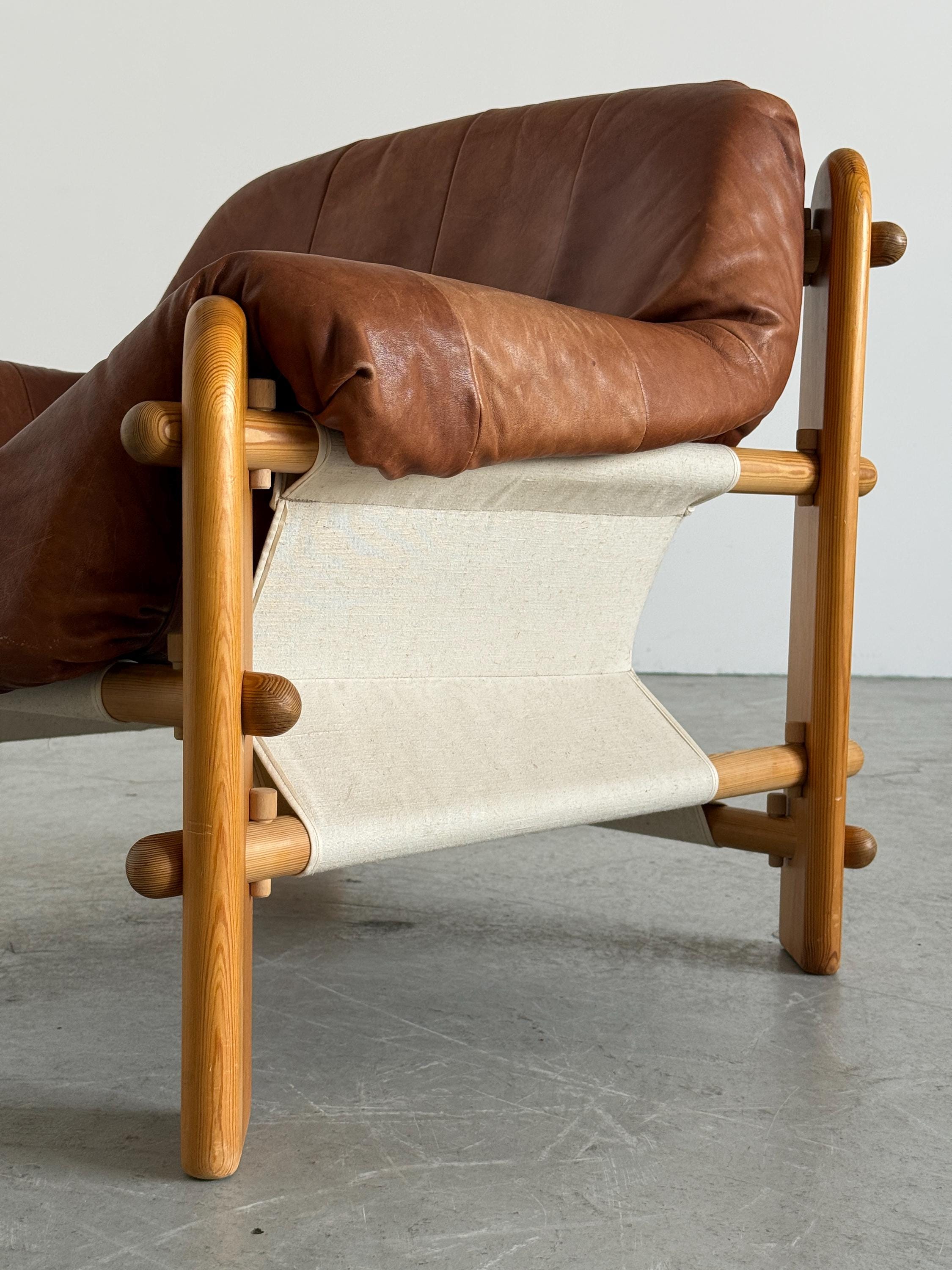 Brutalist Pine Sling Lounge Chair