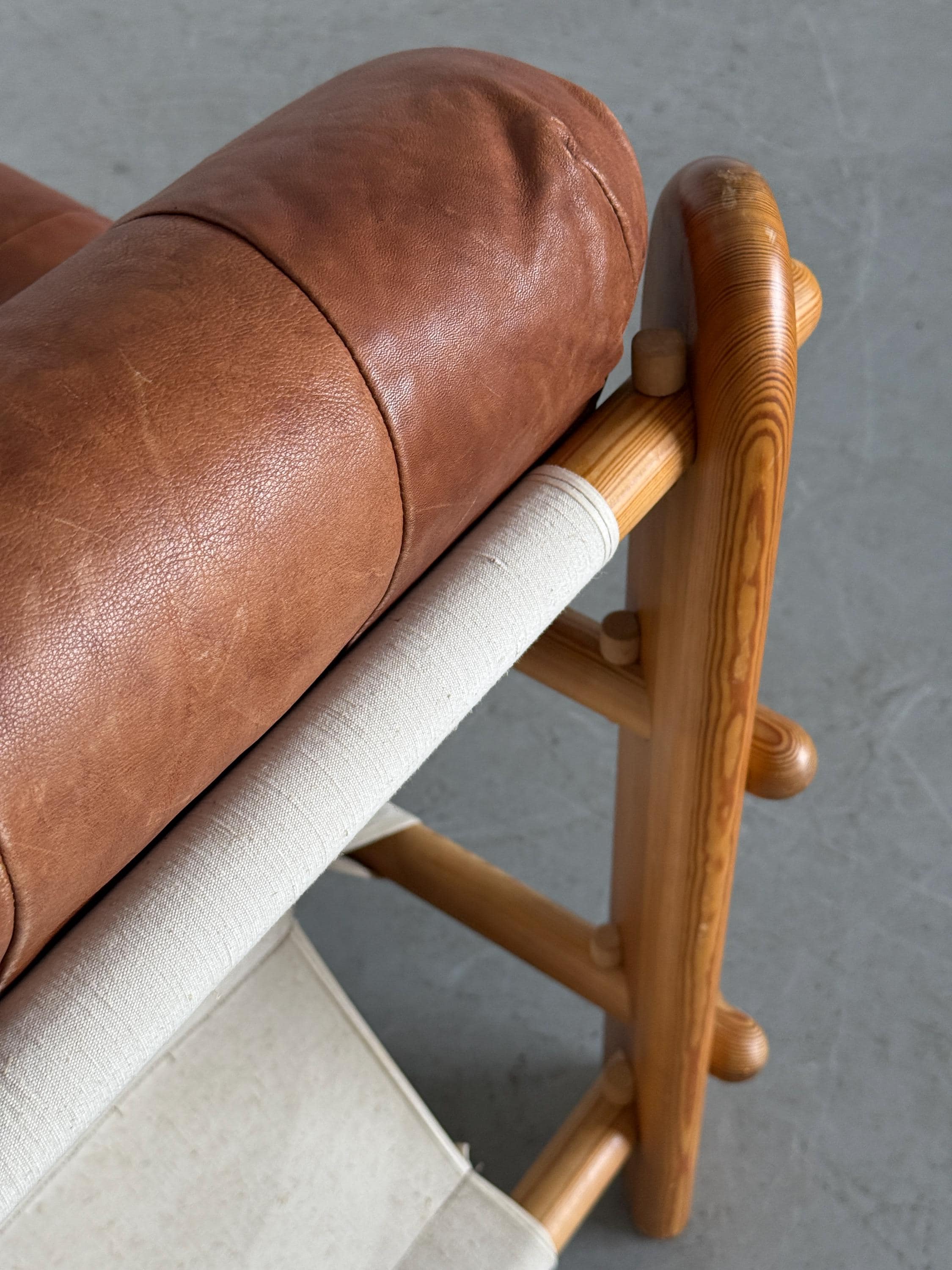 Brutalist Pine Sling Lounge Chair