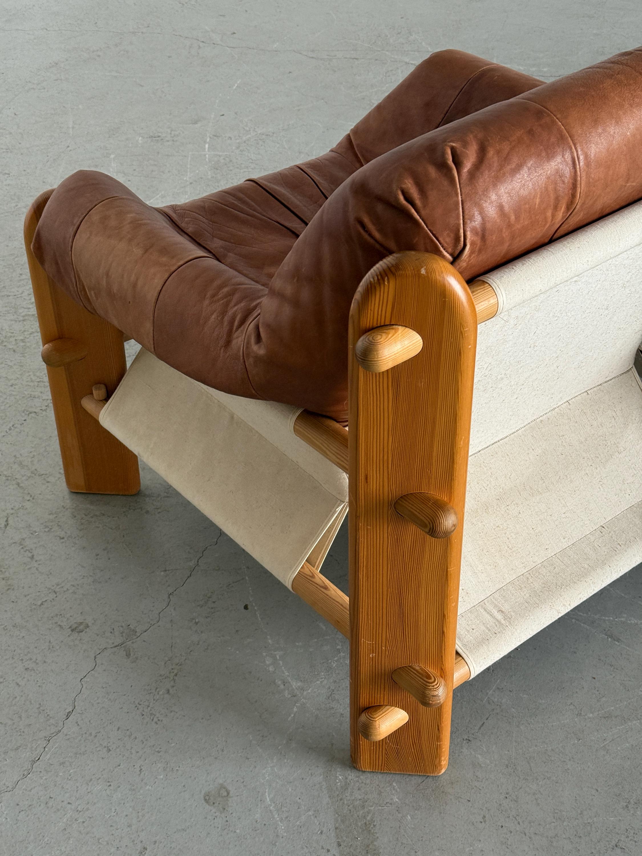 Brutalist Pine Sling Lounge Chair