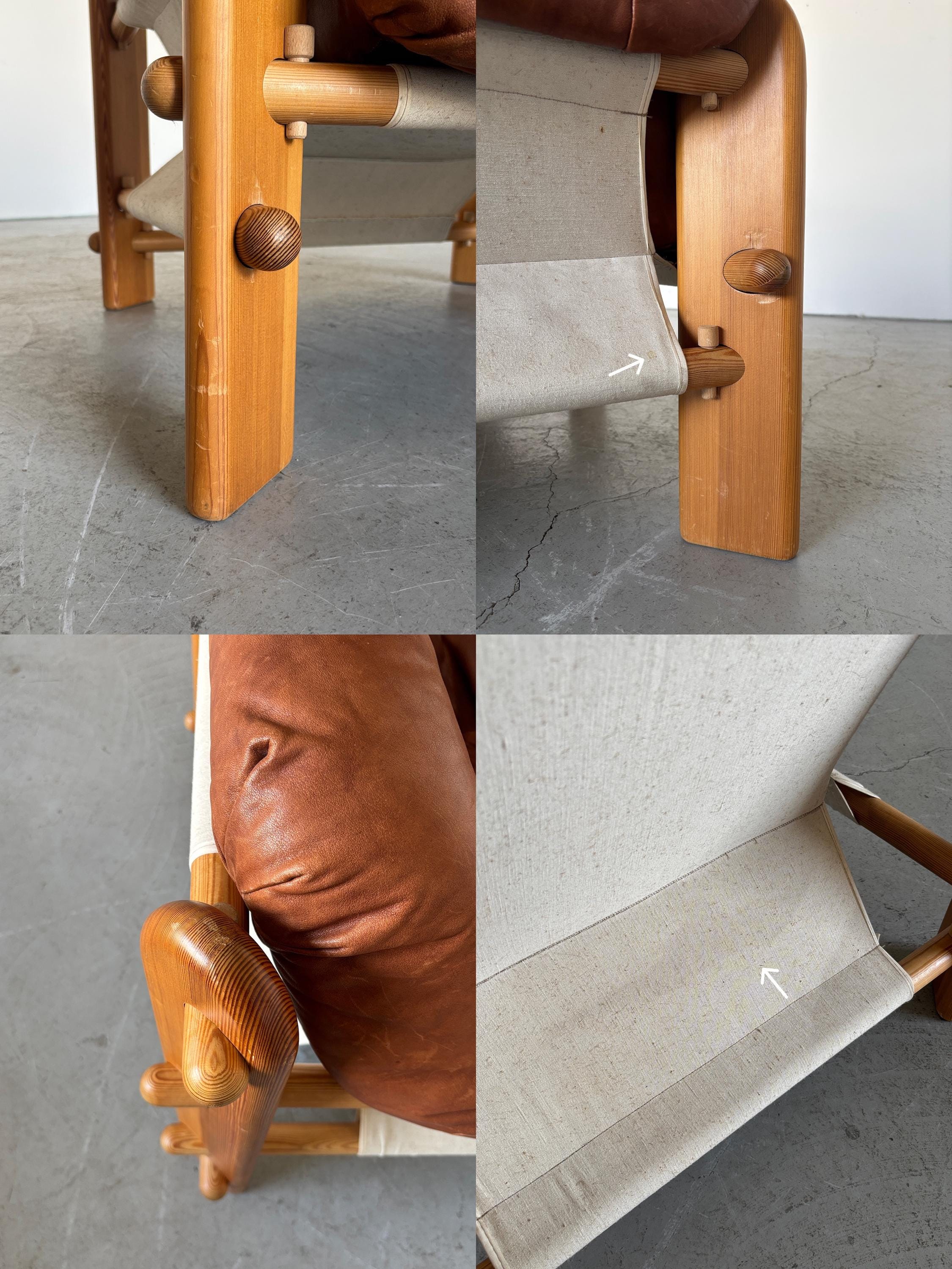 Brutalist Pine Sling Lounge Chair