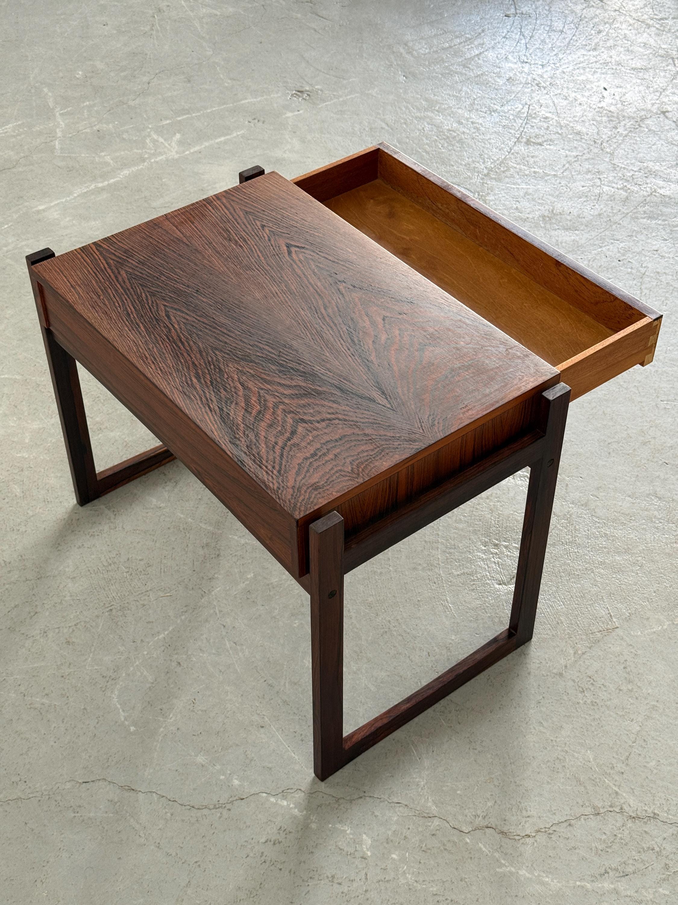 Danish Modern Rosewood Side Table with Drawer