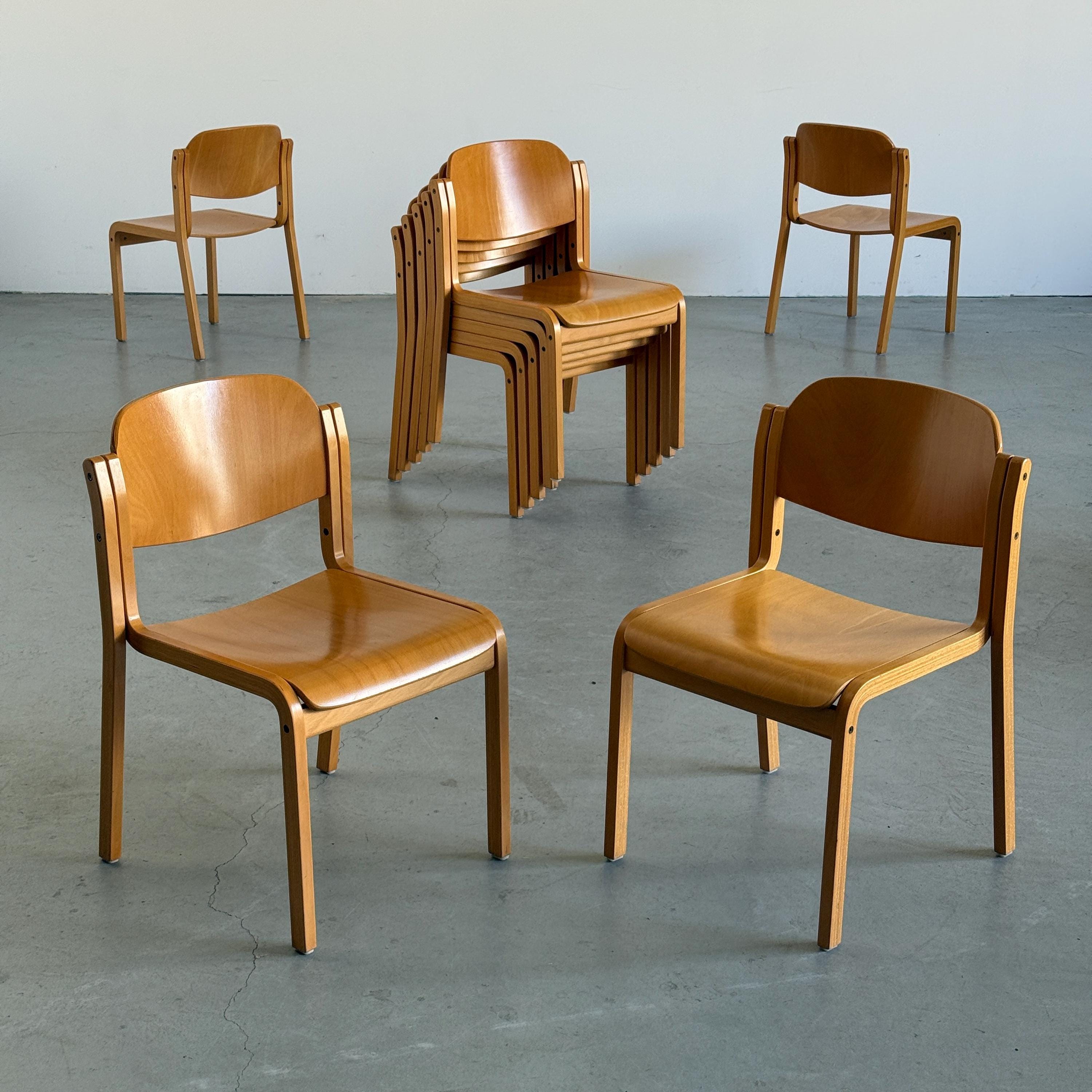Elegant Lacquered Bentwood Stacking Chairs