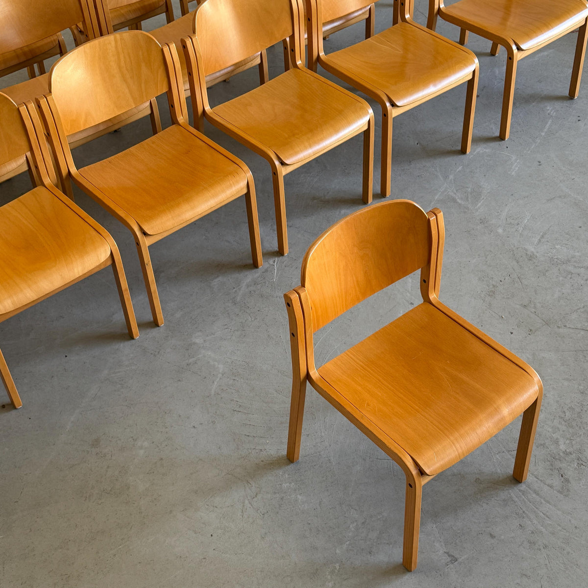 Elegant Lacquered Bentwood Stacking Chairs