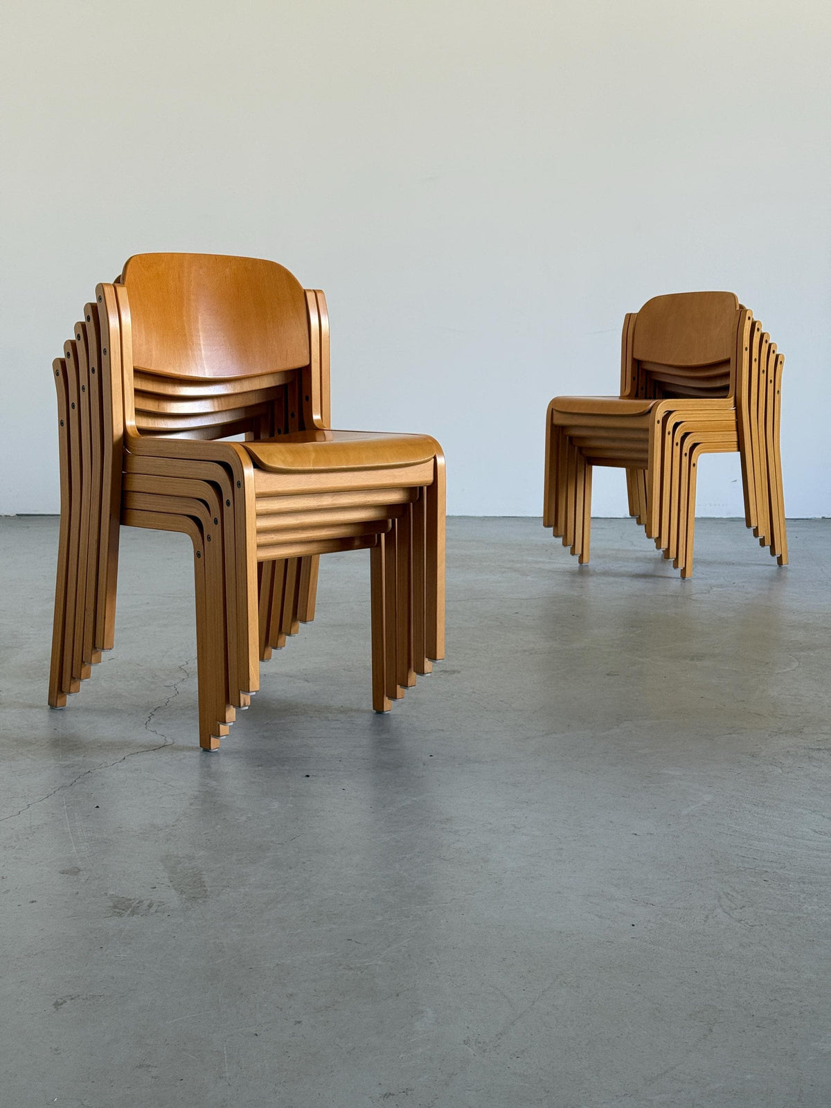 Elegant Lacquered Bentwood Stacking Chairs