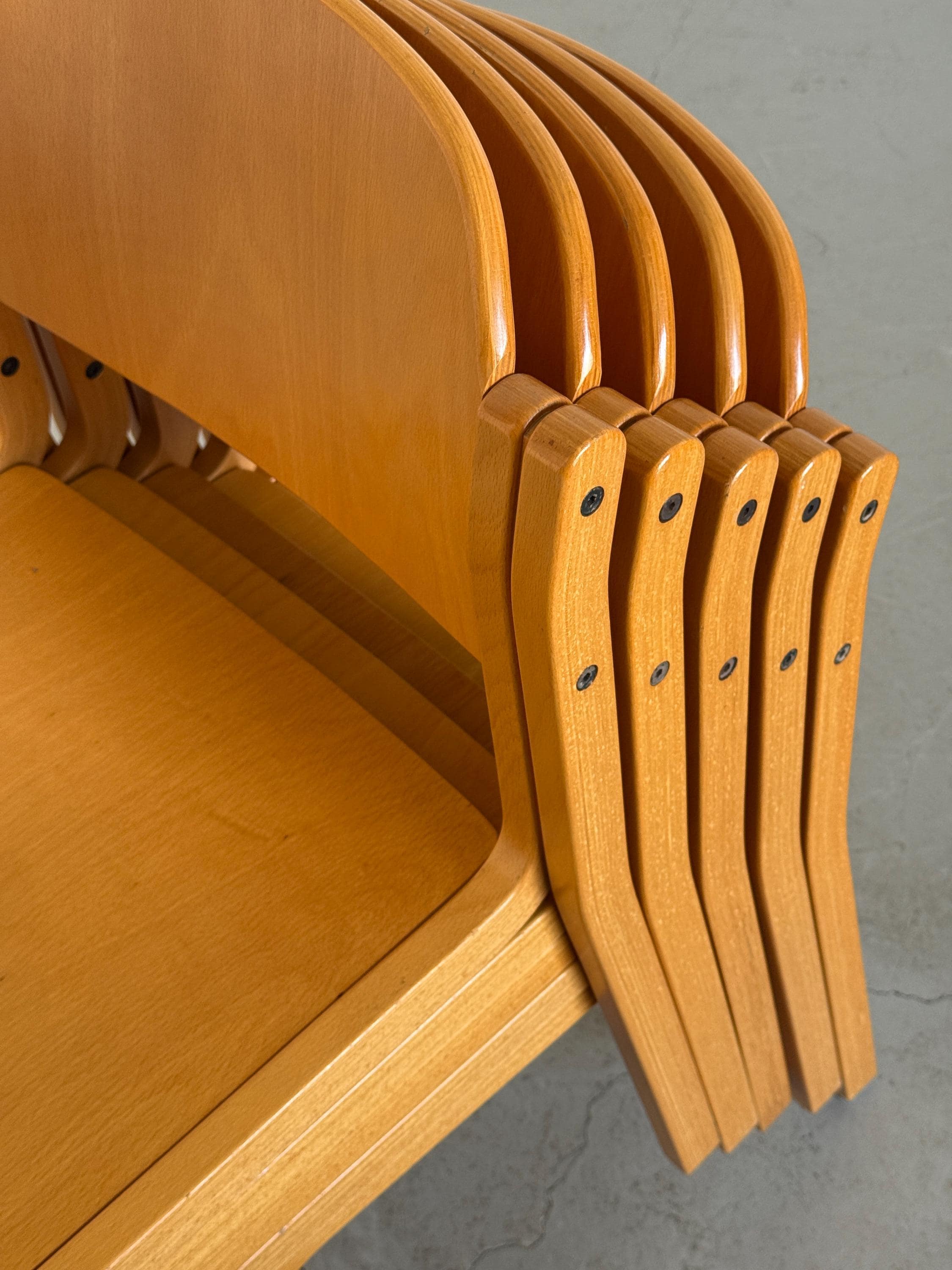 Elegant Lacquered Bentwood Stacking Chairs
