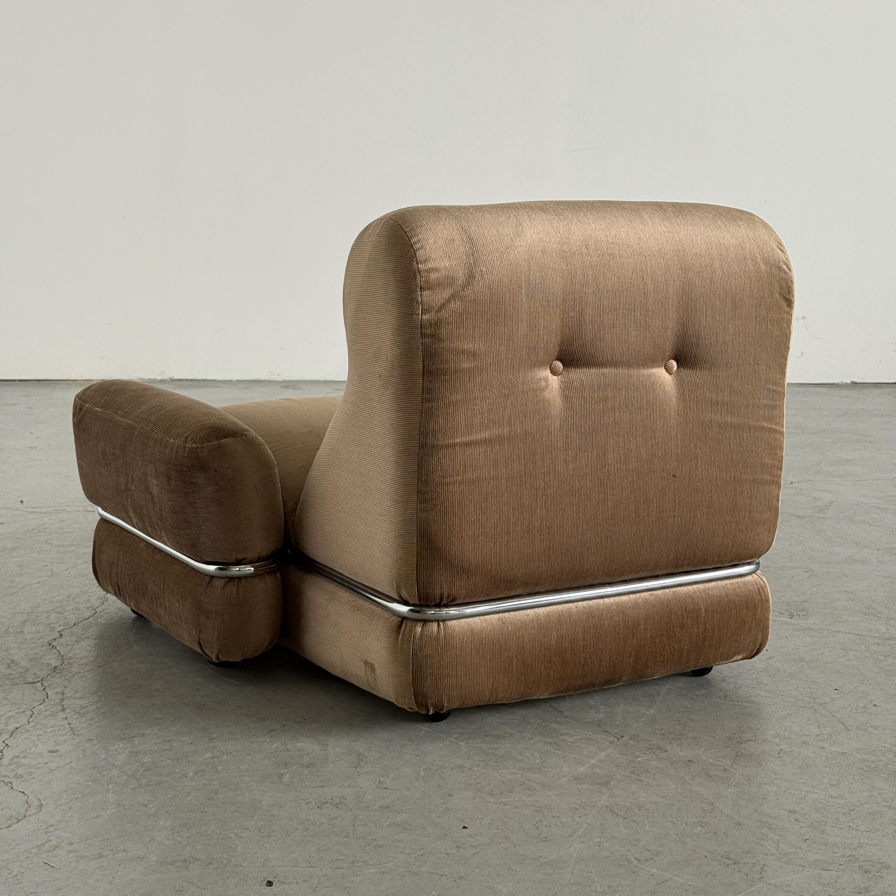 Italian Lounge Chair with Tubular Steel Frame