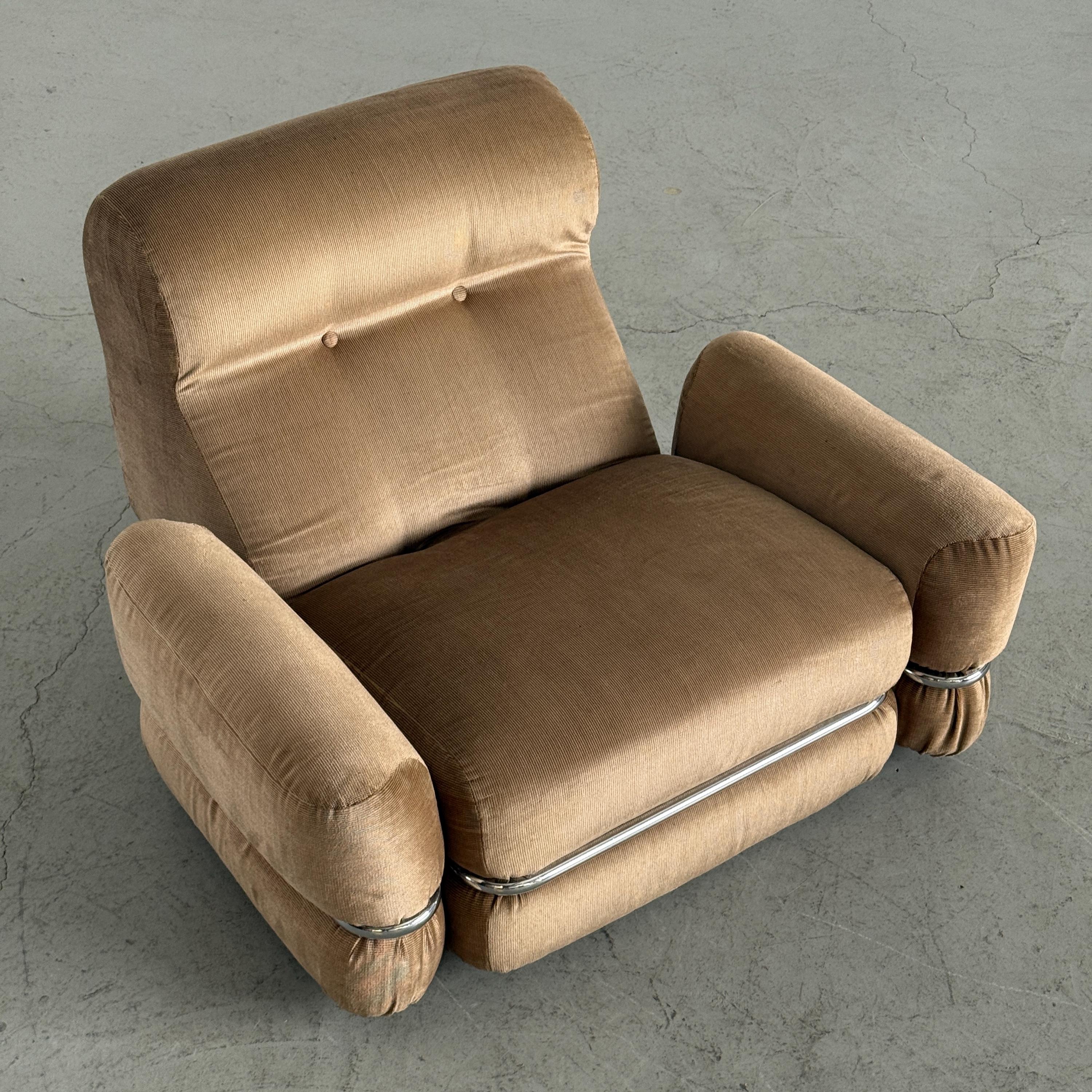 Italian Lounge Chair with Tubular Steel Frame