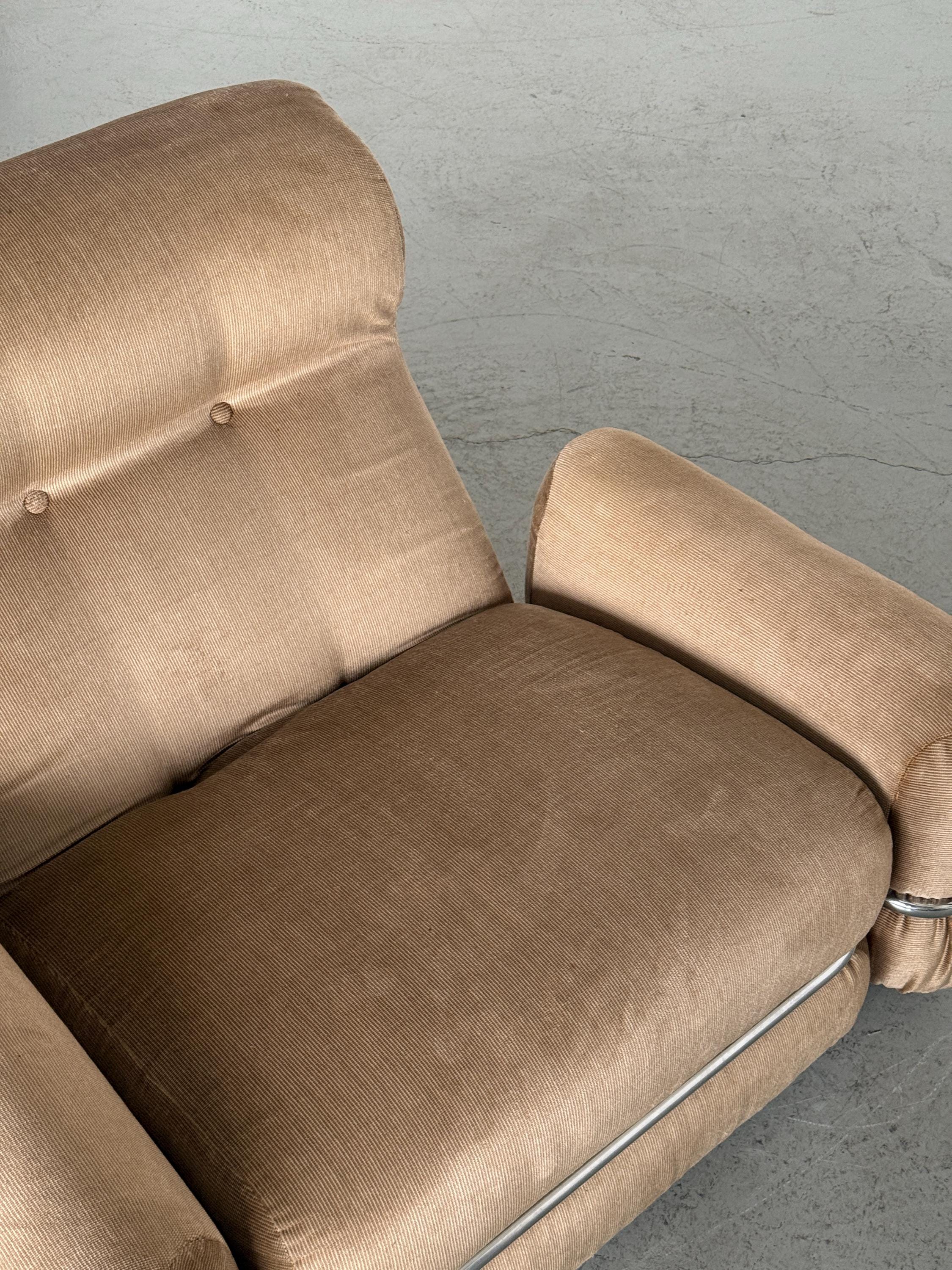Italian Lounge Chair with Tubular Steel Frame