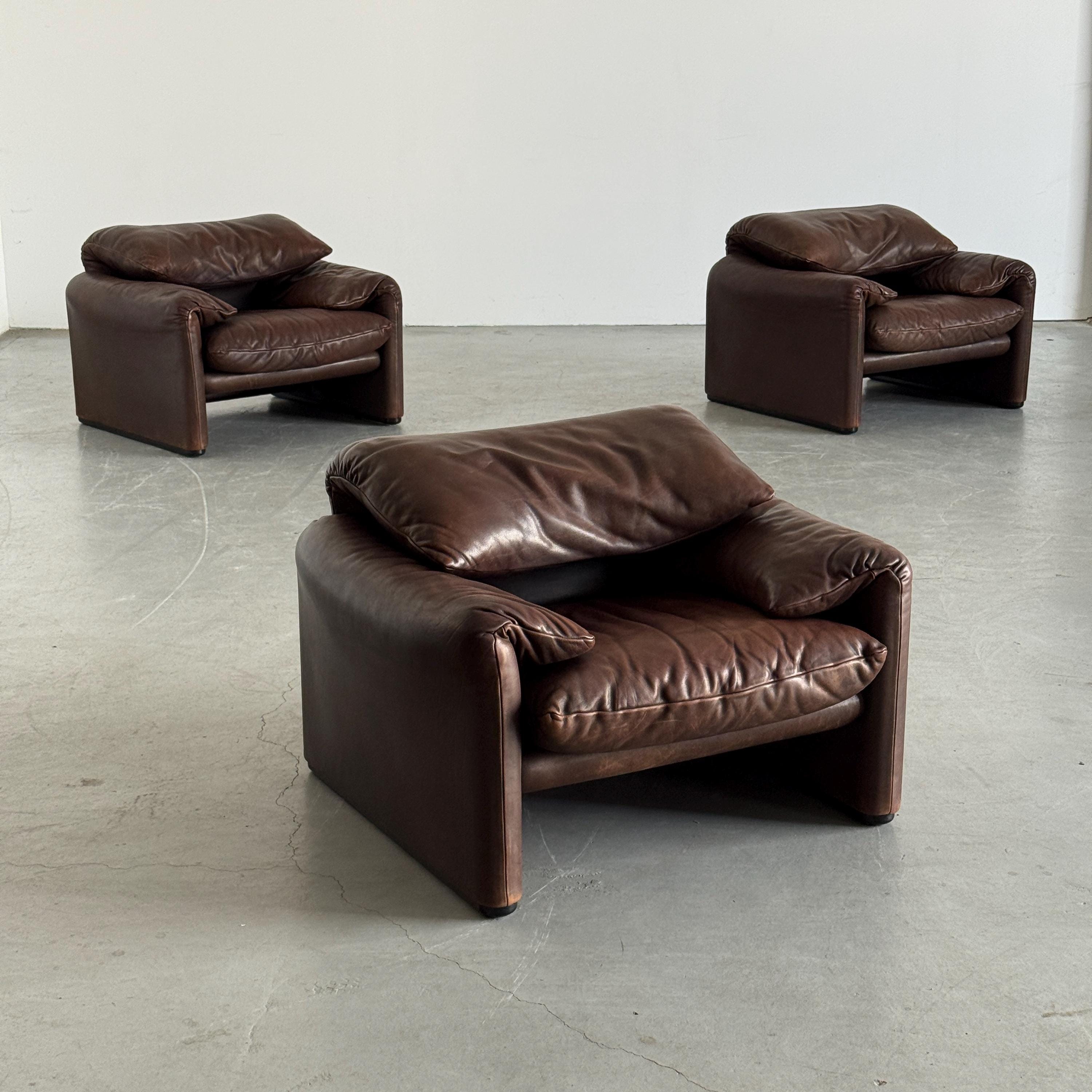 Maralunga Leather Armchair by Vico Magistretti for Cassina