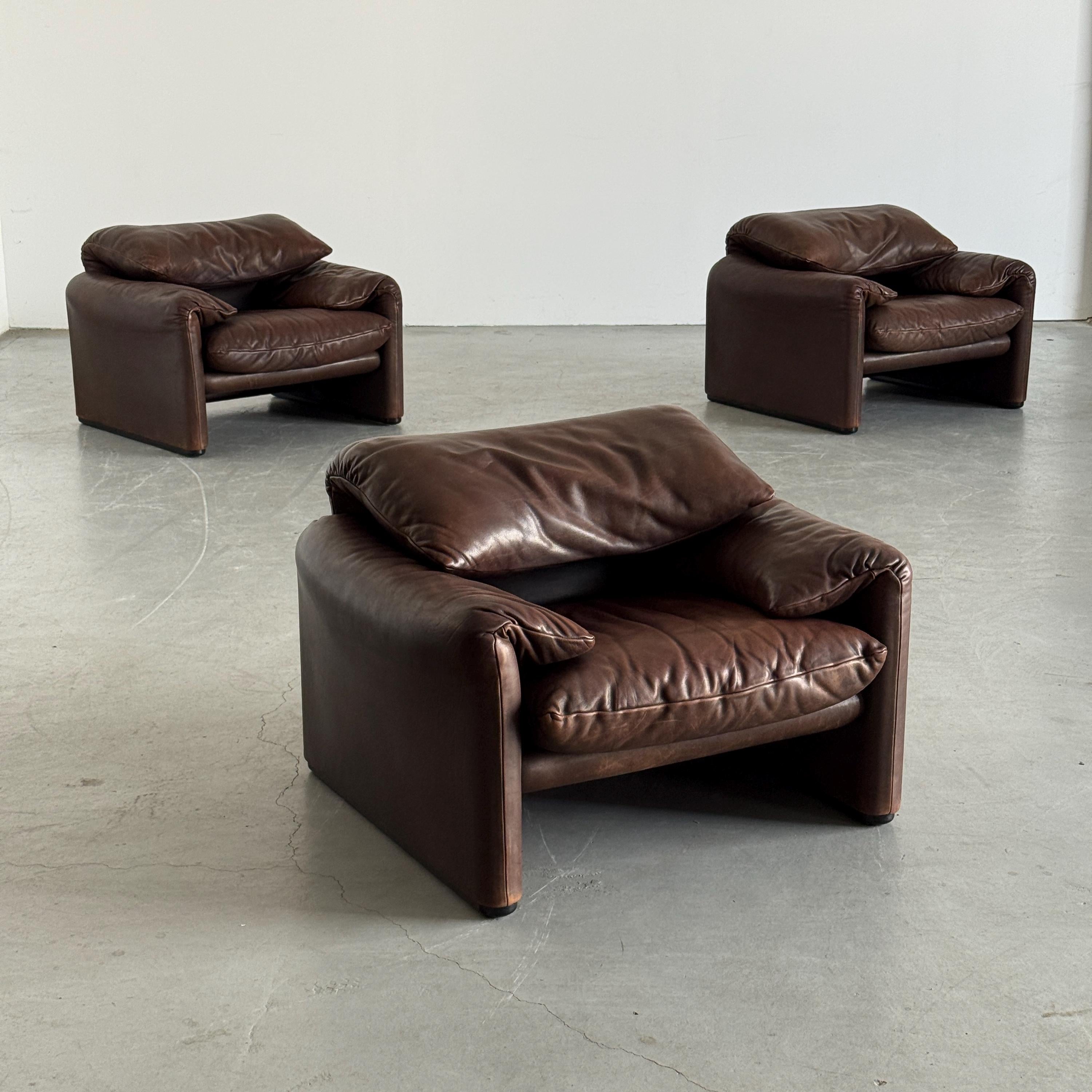 Maralunga Leather Armchair by Vico Magistretti for Cassina