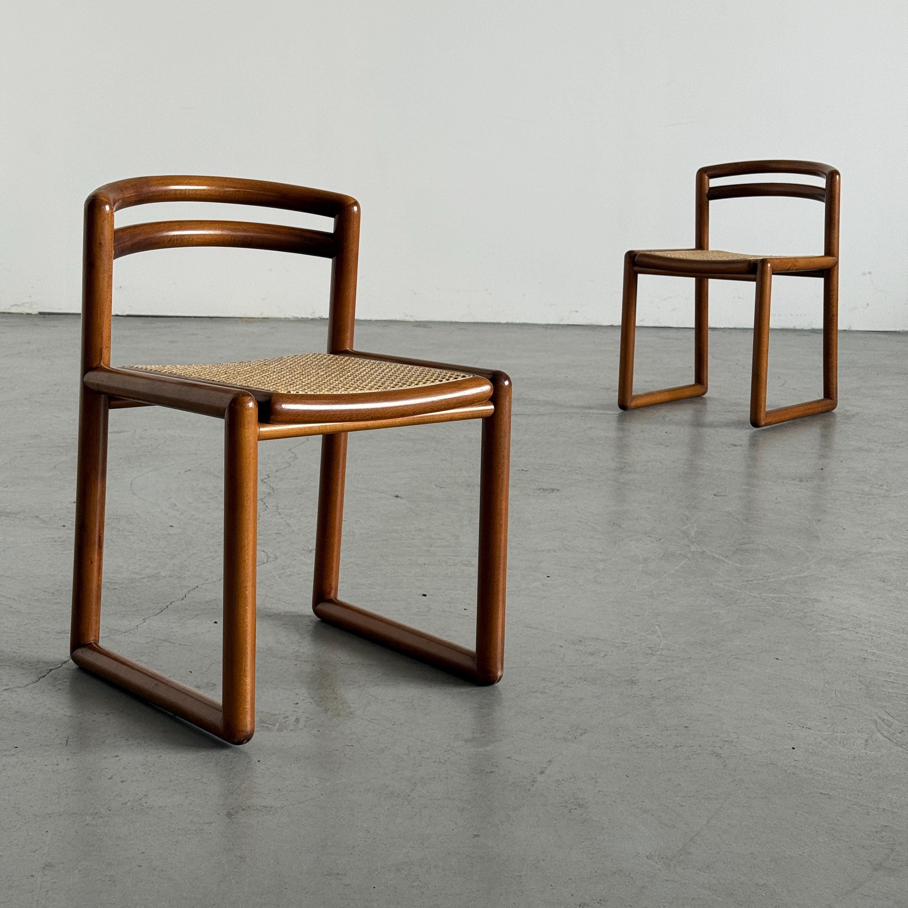 Elegant Solid Wood and Cane Dining Chairs