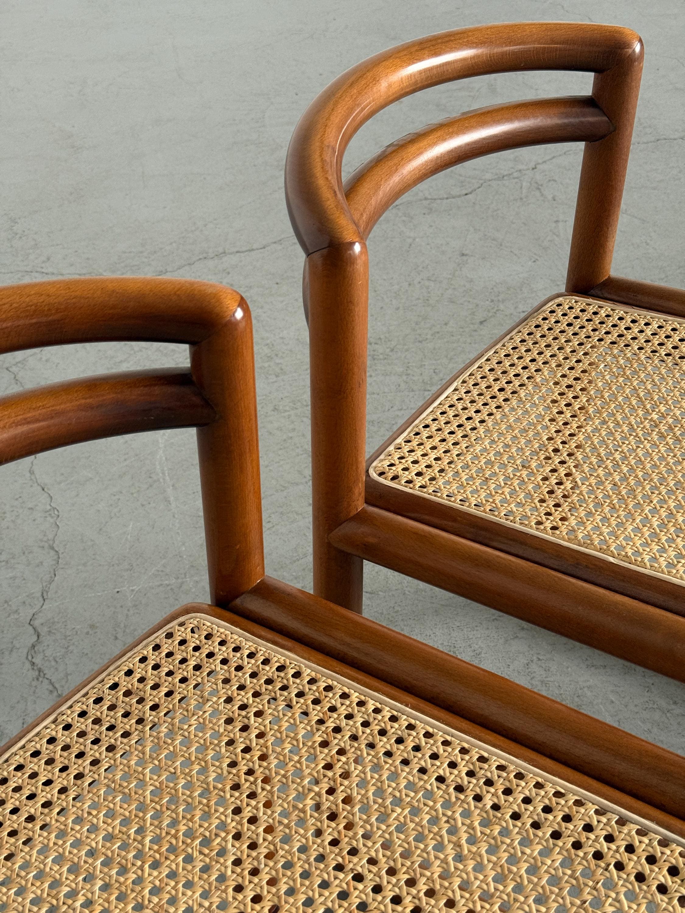 Elegant Solid Wood and Cane Dining Chairs
