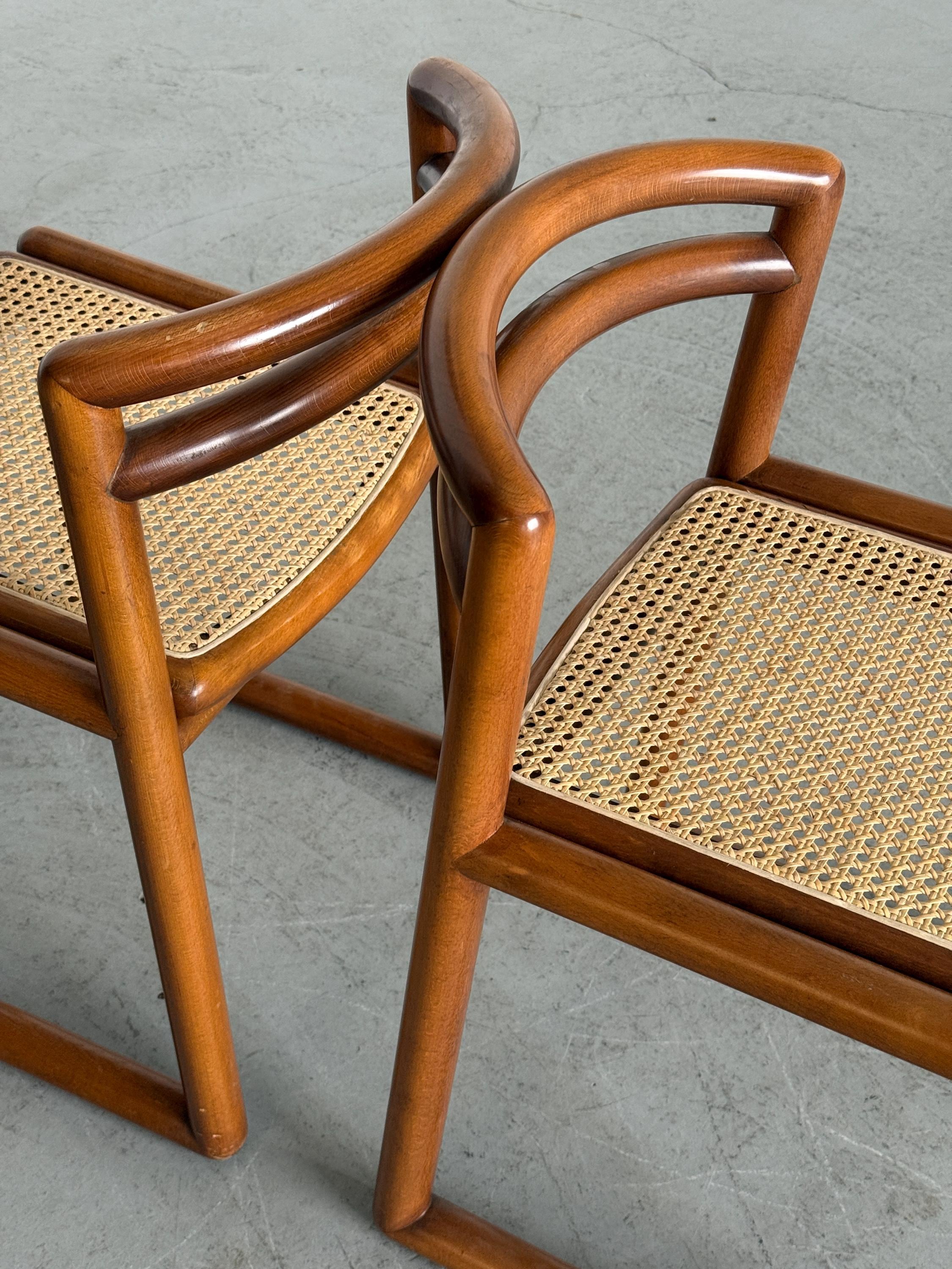 Elegant Solid Wood and Cane Dining Chairs