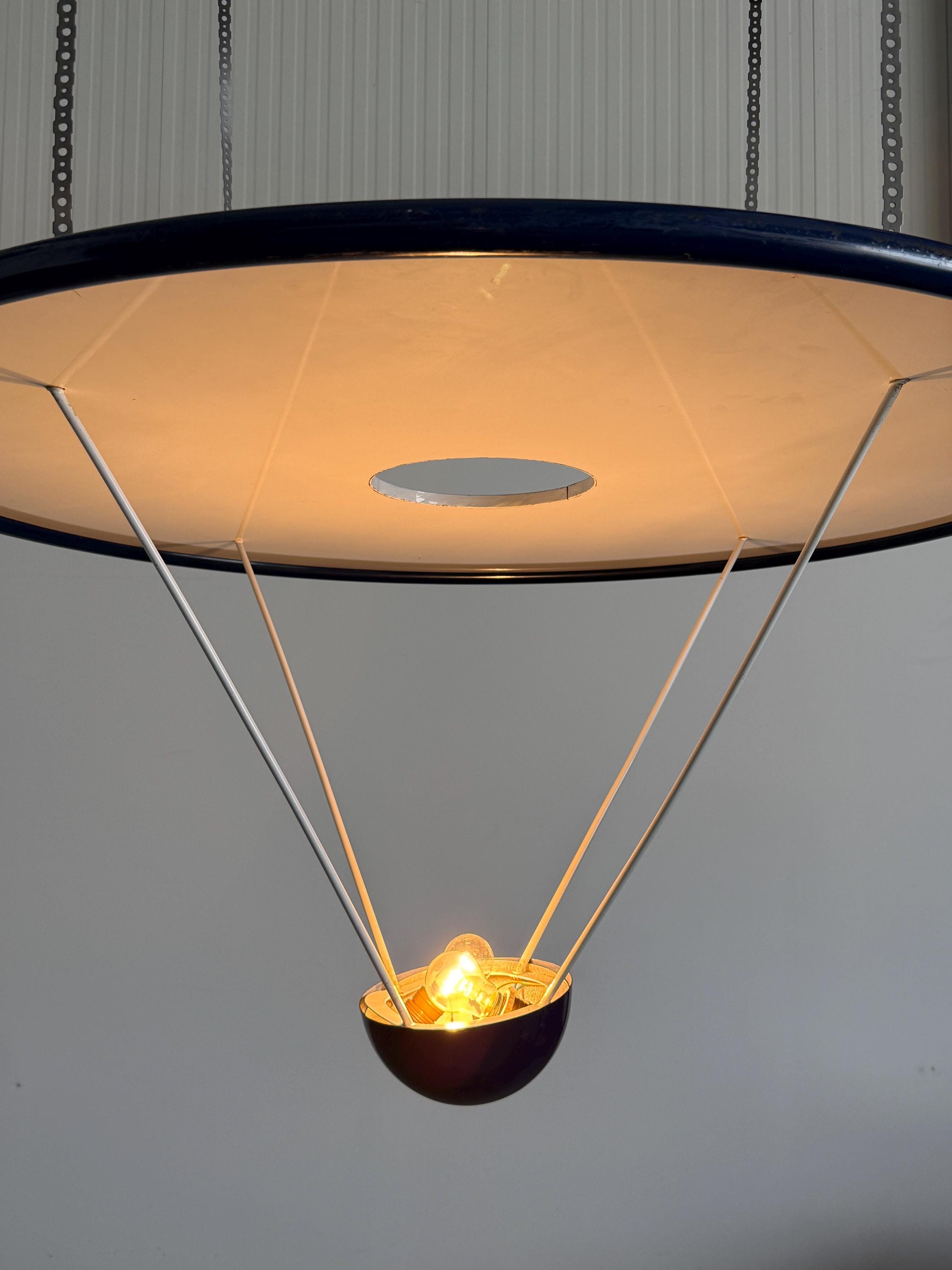 Large Pendant Lamp with Disc Reflector Attributed to Zonca