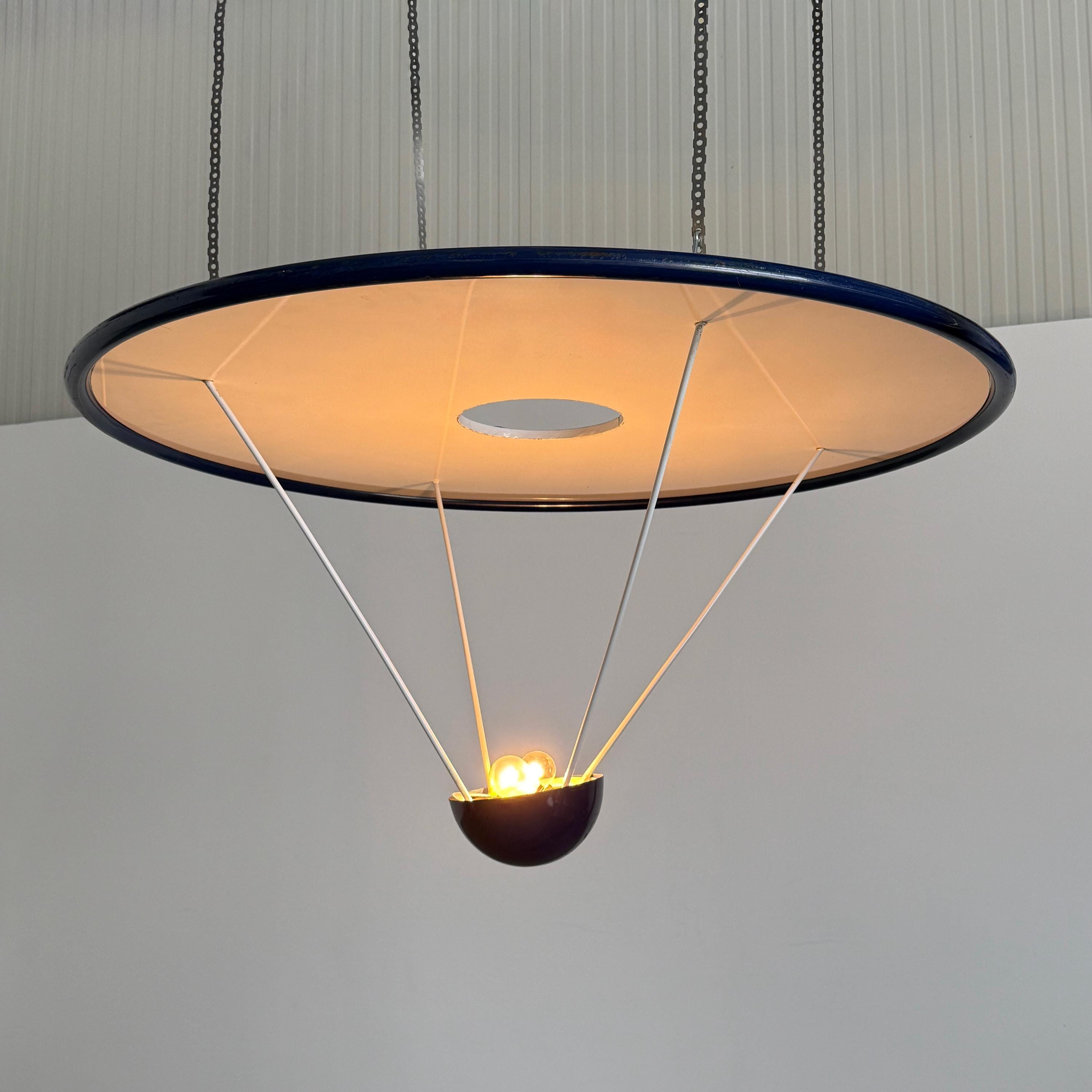 Large Pendant Lamp with Disc Reflector Attributed to Zonca