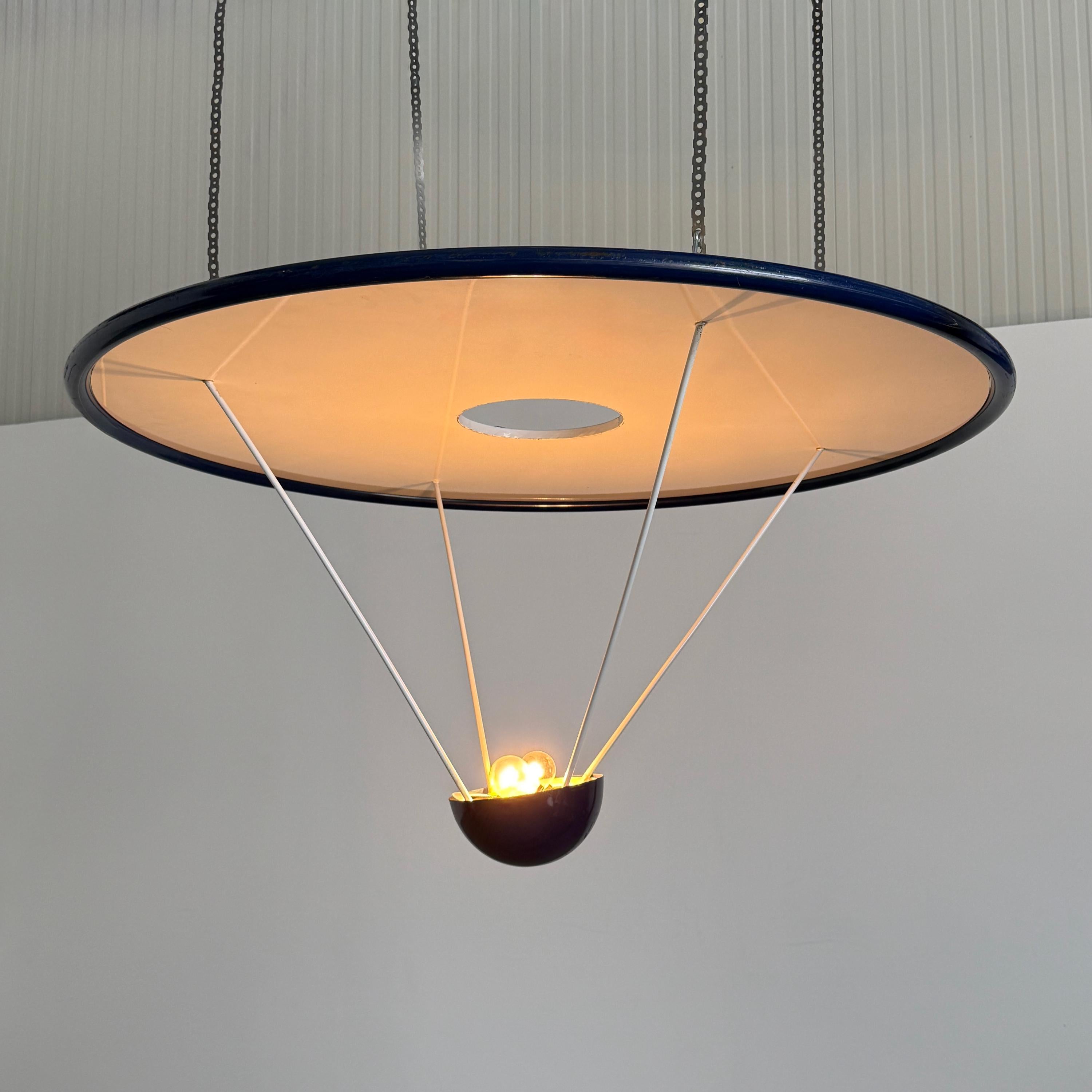 Large Pendant Lamp with Disc Reflector Attributed to Zonca