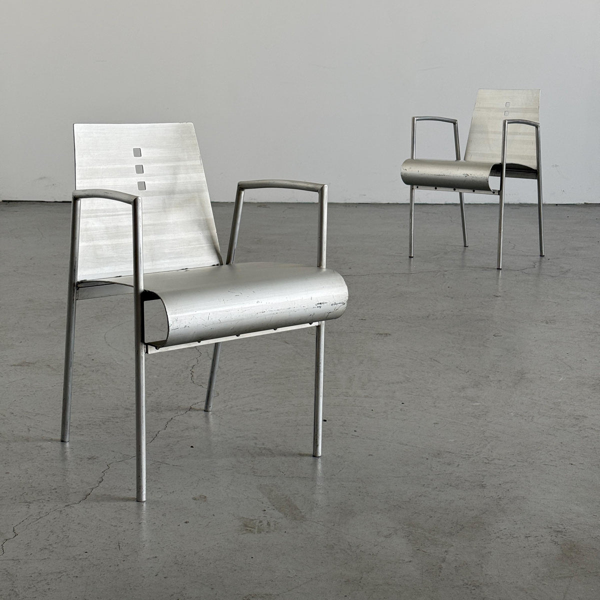 Aluminium Armchairs by Christian Duc for the Croixement Restaurant