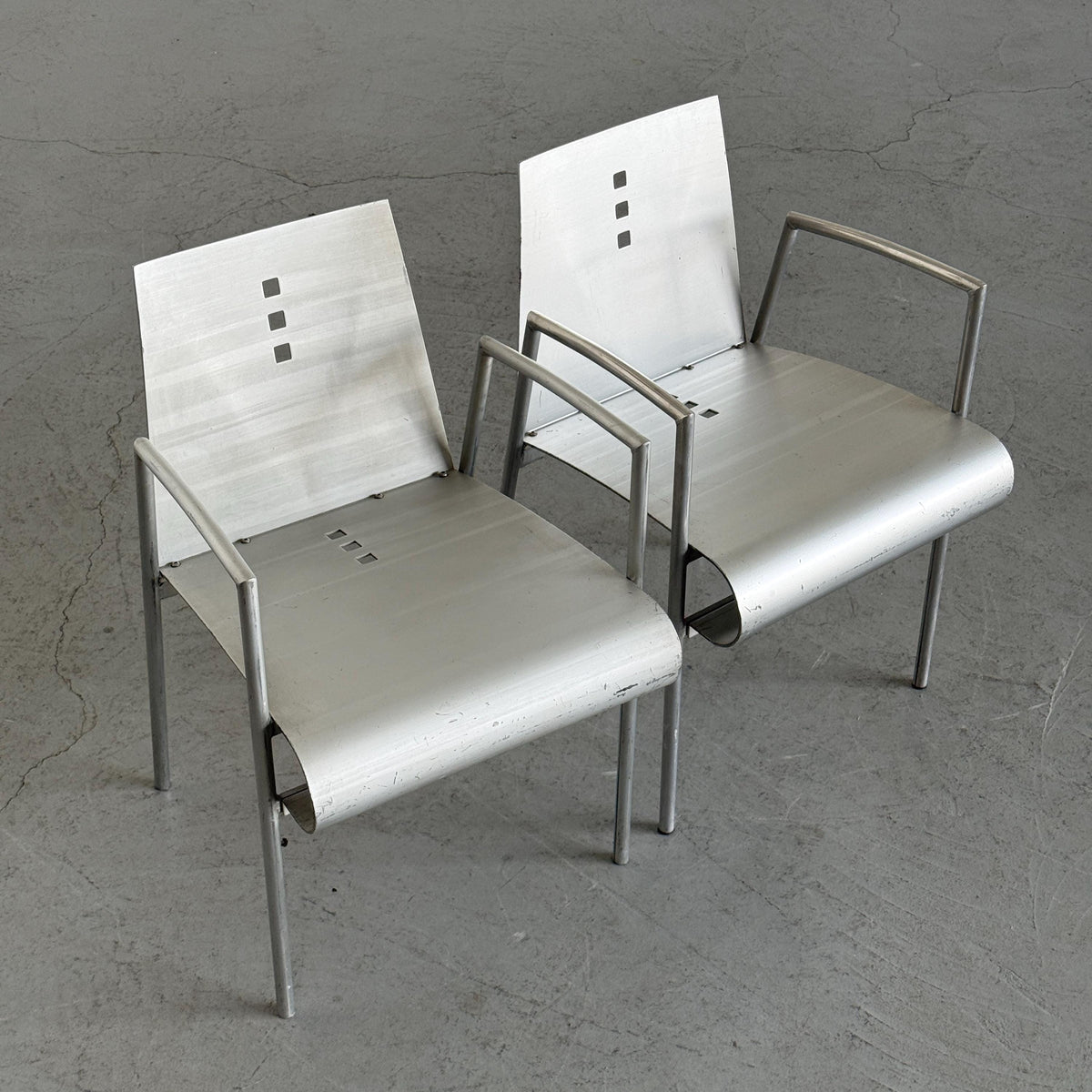 Aluminium Armchairs by Christian Duc for the Croixement Restaurant