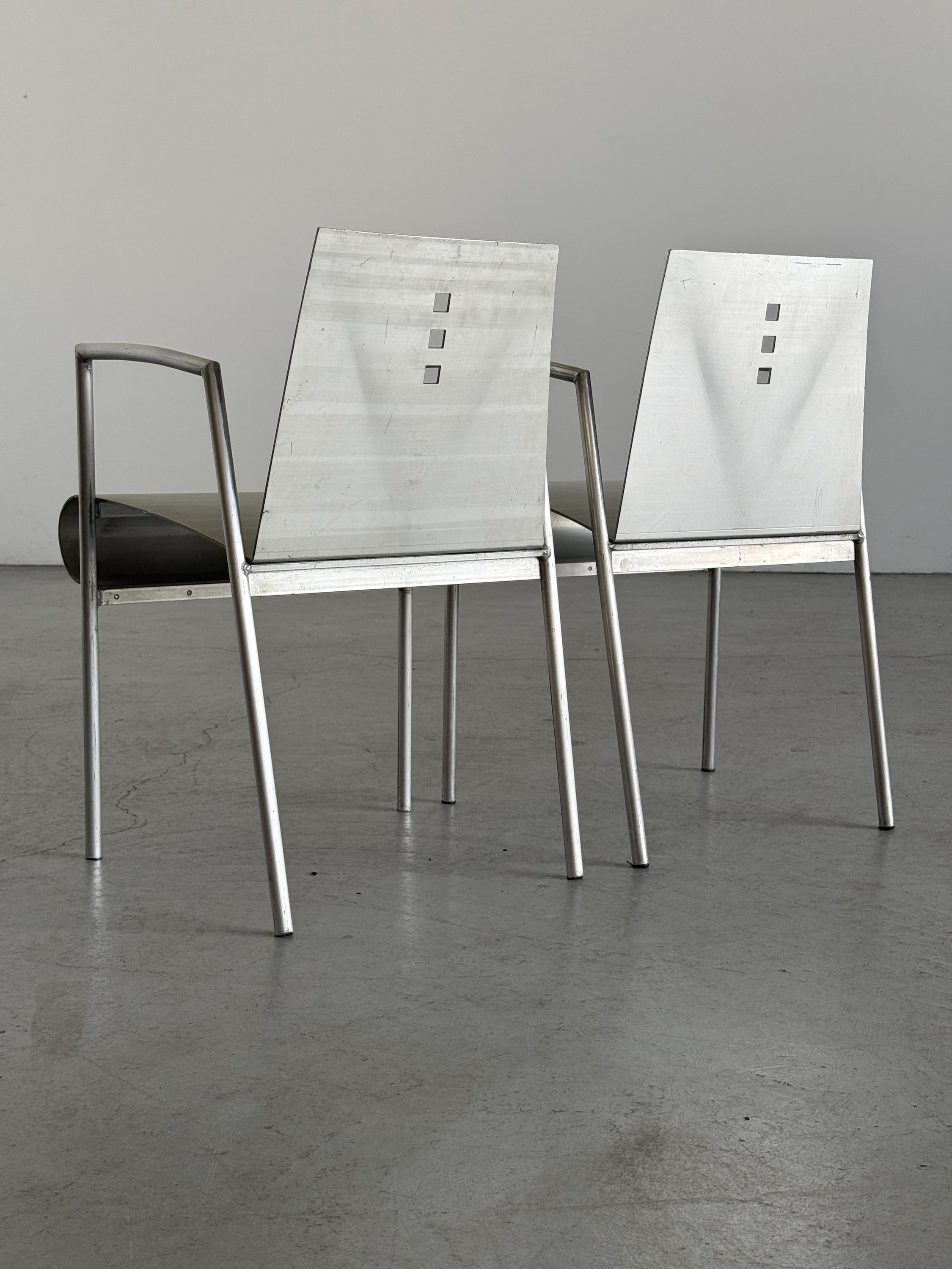 Aluminium Armchairs by Christian Duc for the Croixement Restaurant