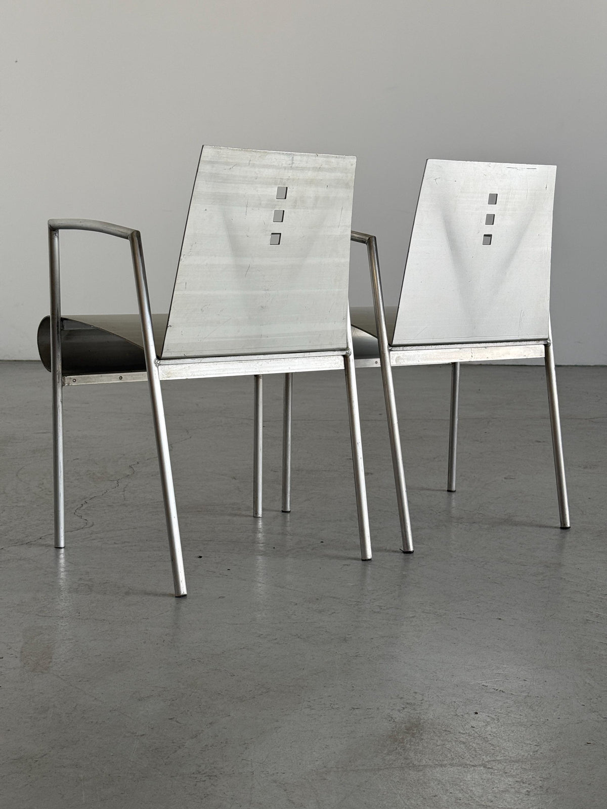 Aluminium Armchairs by Christian Duc for the Croixement Restaurant