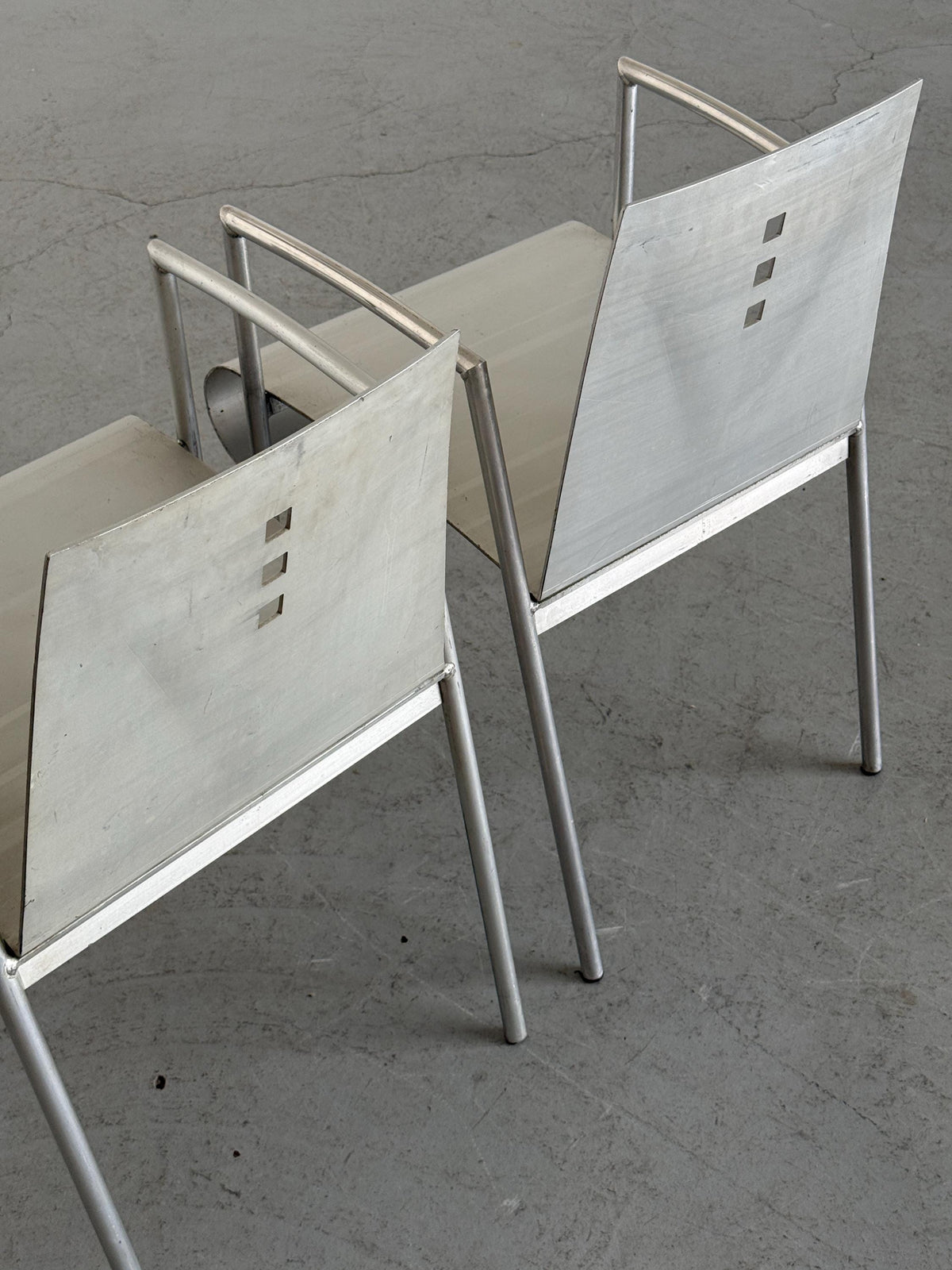 Aluminium Armchairs by Christian Duc for the Croixement Restaurant