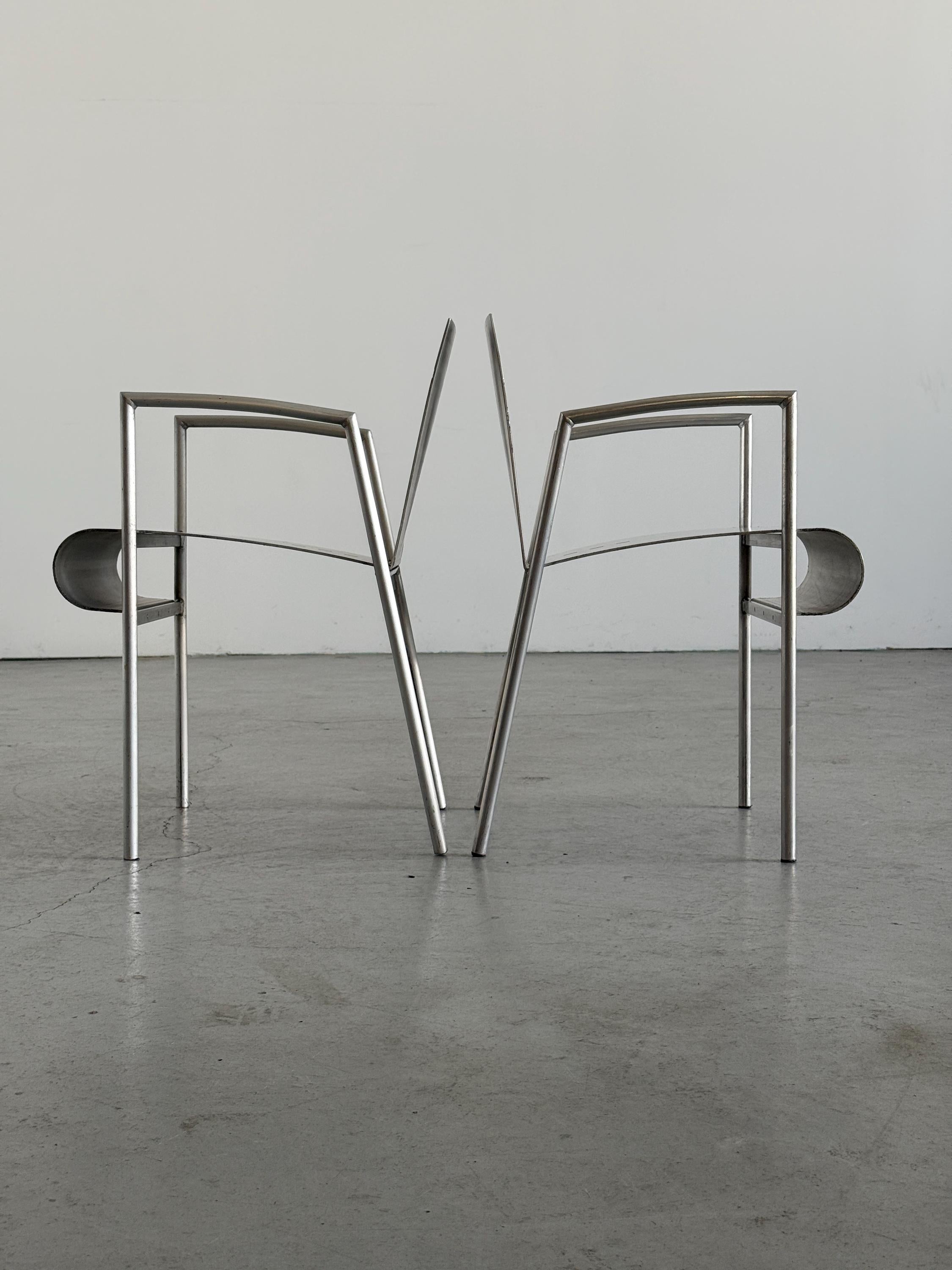 Aluminium Armchairs by Christian Duc for the Croixement Restaurant