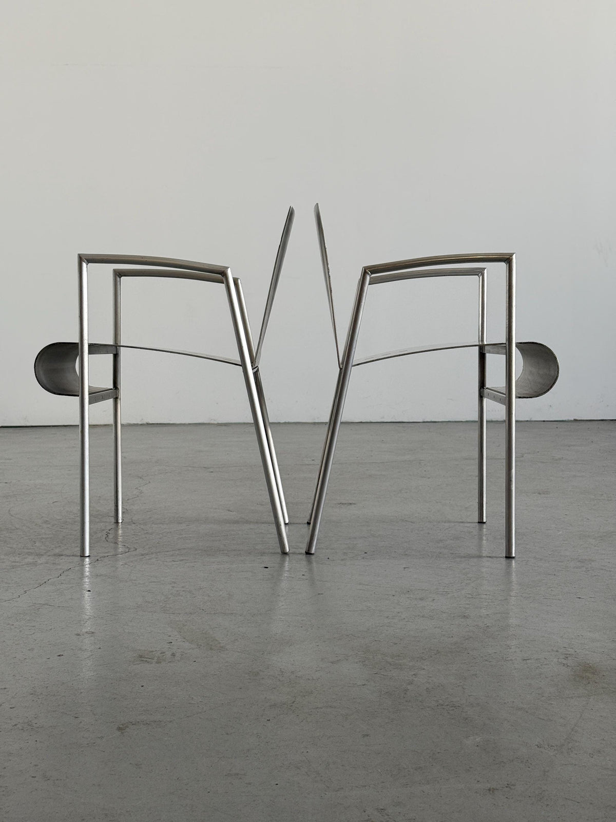 Aluminium Armchairs by Christian Duc for the Croixement Restaurant